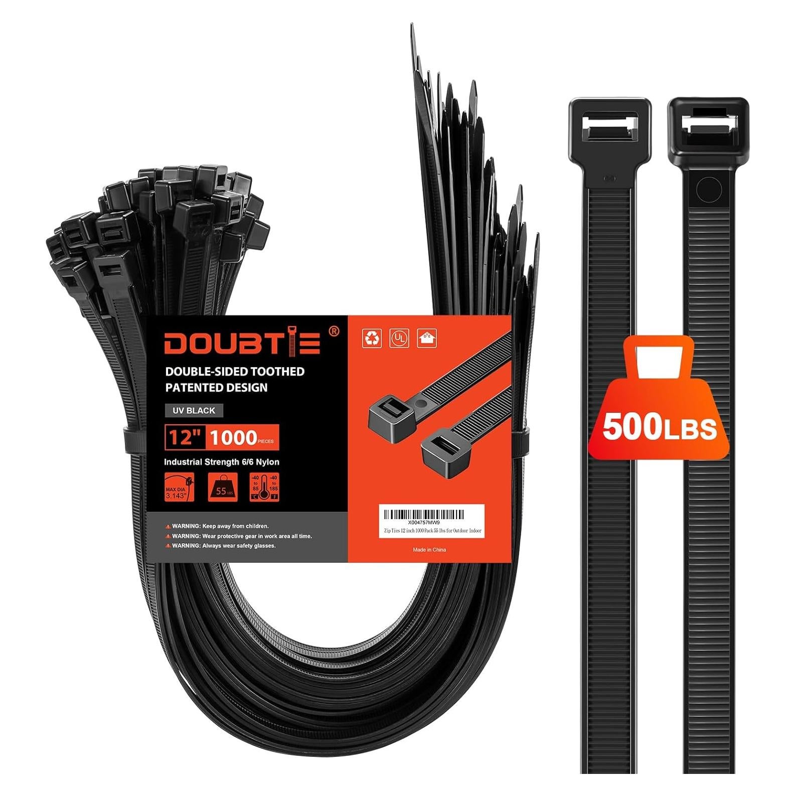 Bridas de Nylon PA66 Doubtie 24" 60 Piezas 500LBS Resistentes