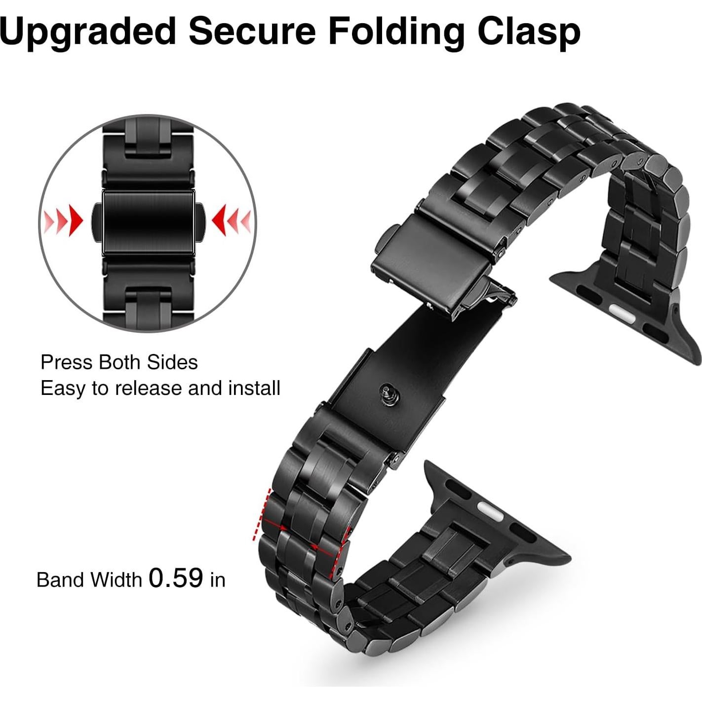 Banda de Reemplazo Delgada STIROLL para Apple Watch 38-42mm Negra