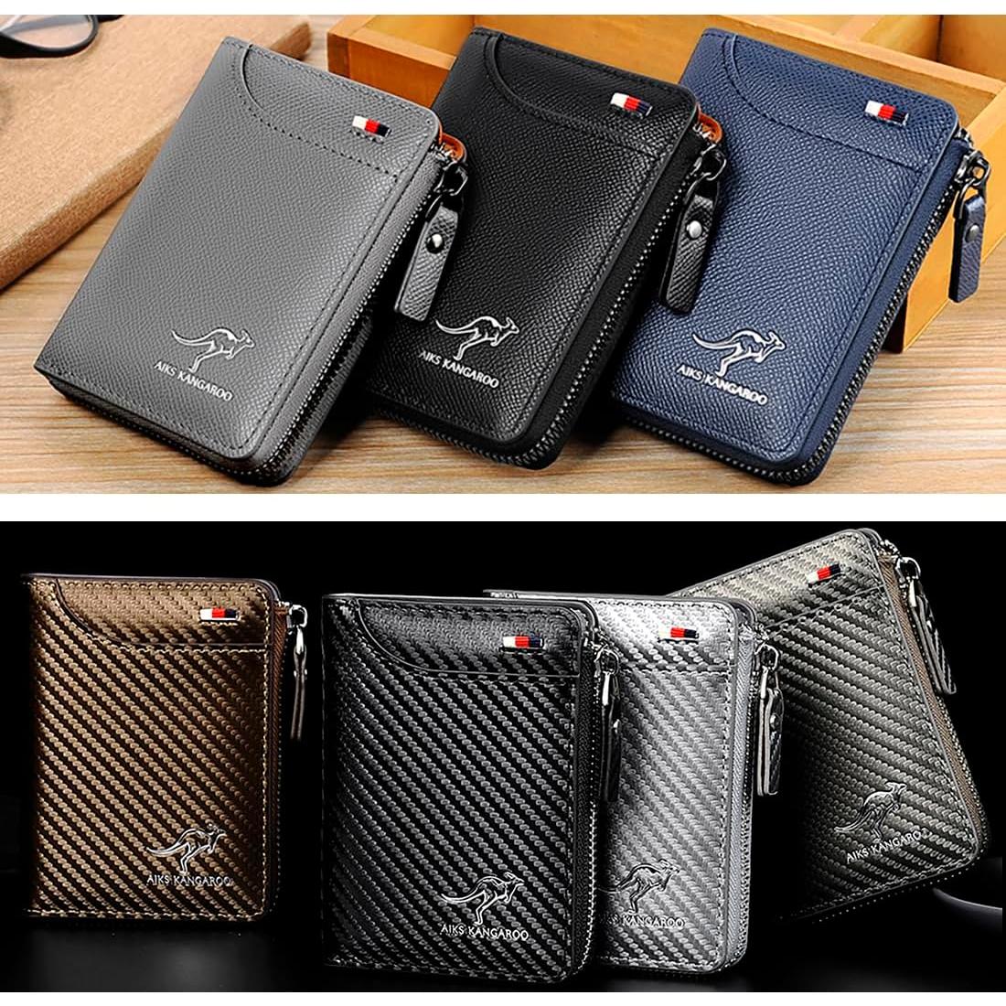 Cartera para hombres JIANK con bloqueo RFID y cremallera