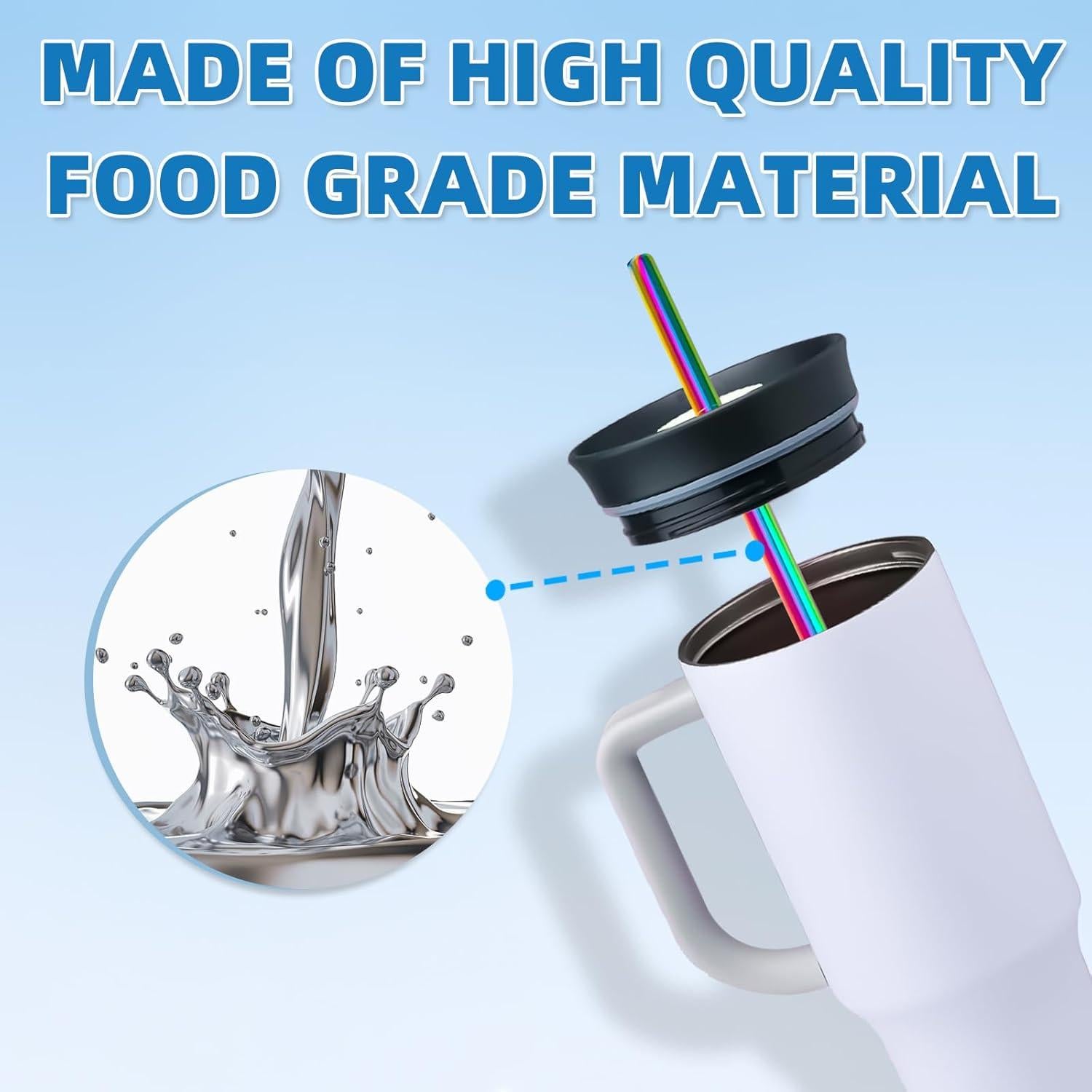 Popotes de Acero Inoxidable Taladad para Owala 40oz - 6 Piezas