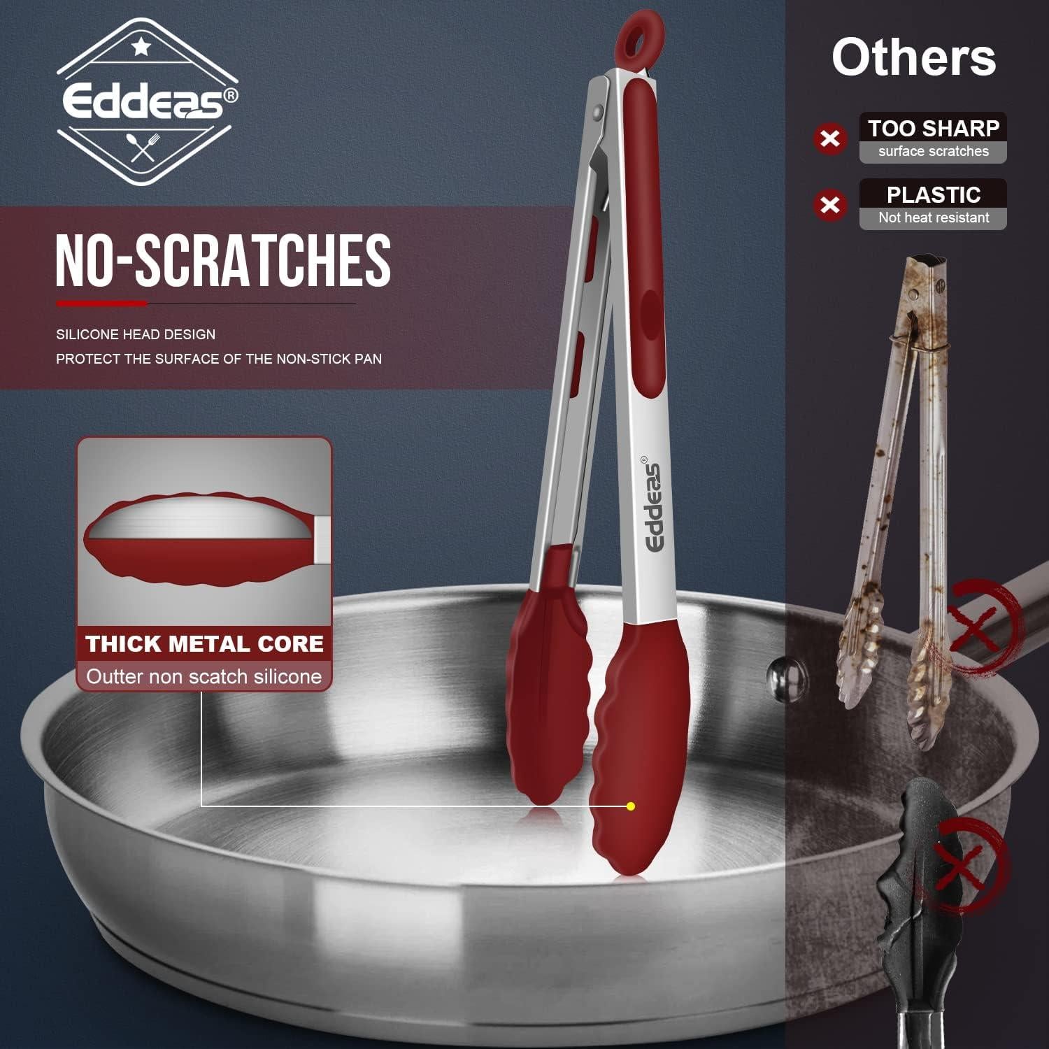 Juego de Pinzas de Cocina Eddeas 3 Pcs Silicona Rojo 17.78-30.48 cm