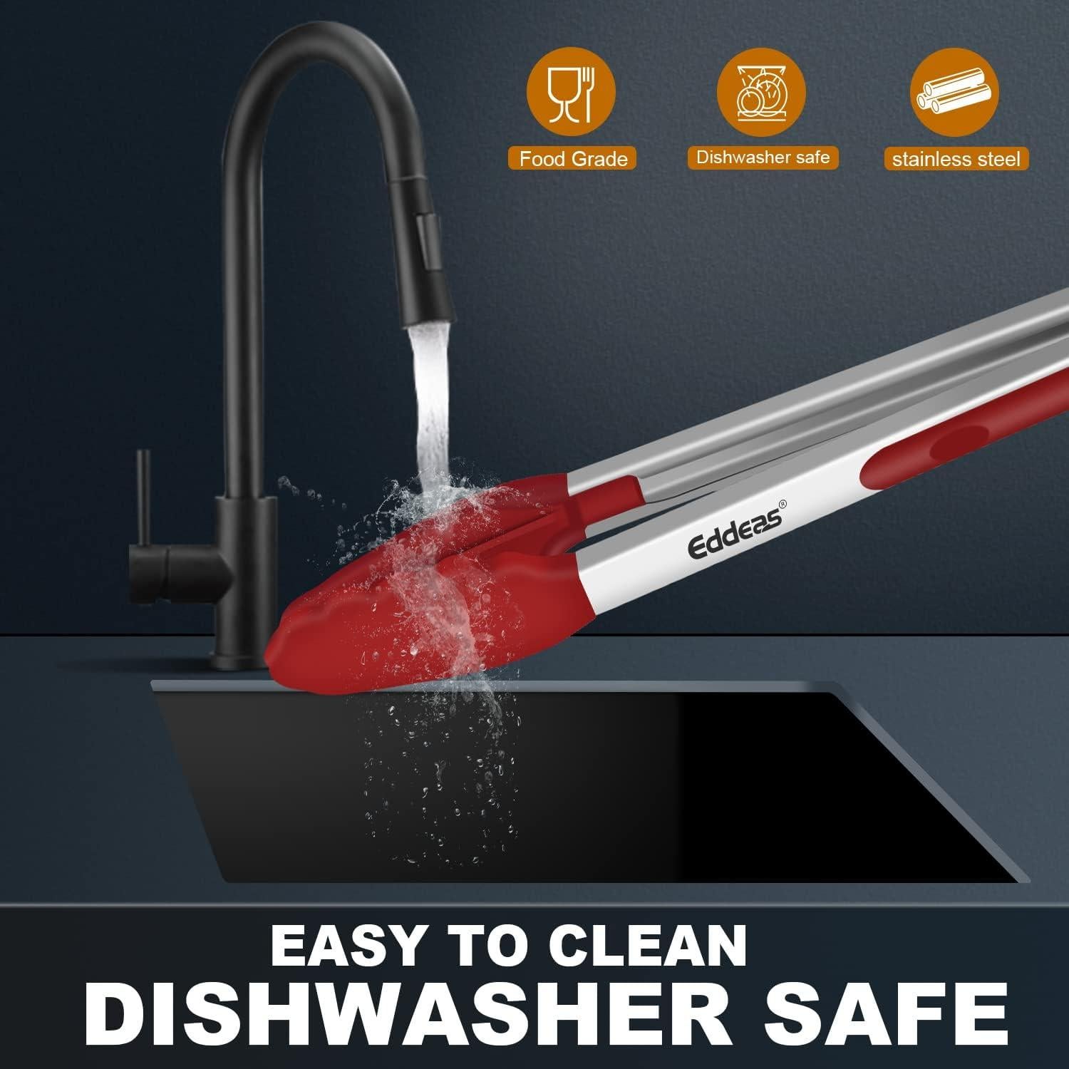 Juego de Pinzas de Cocina Eddeas 3 Pcs Silicona Rojo 17.78-30.48 cm