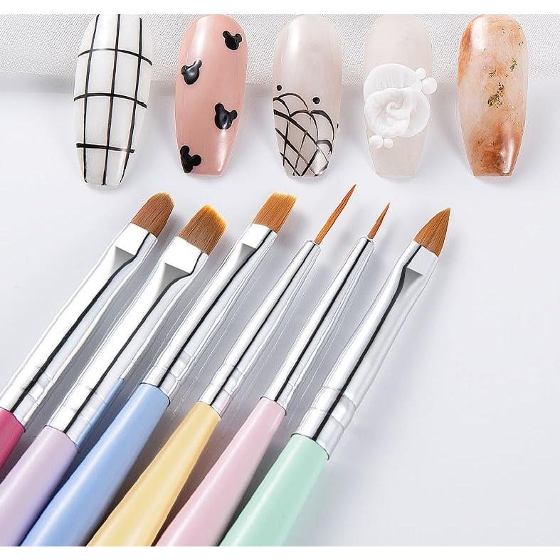 Set de Pinceles para Arte de Uñas 6 Piezas Gembityful
