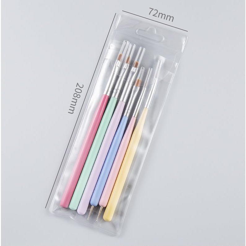 Set de Pinceles para Arte de Uñas 6 Piezas Gembityful