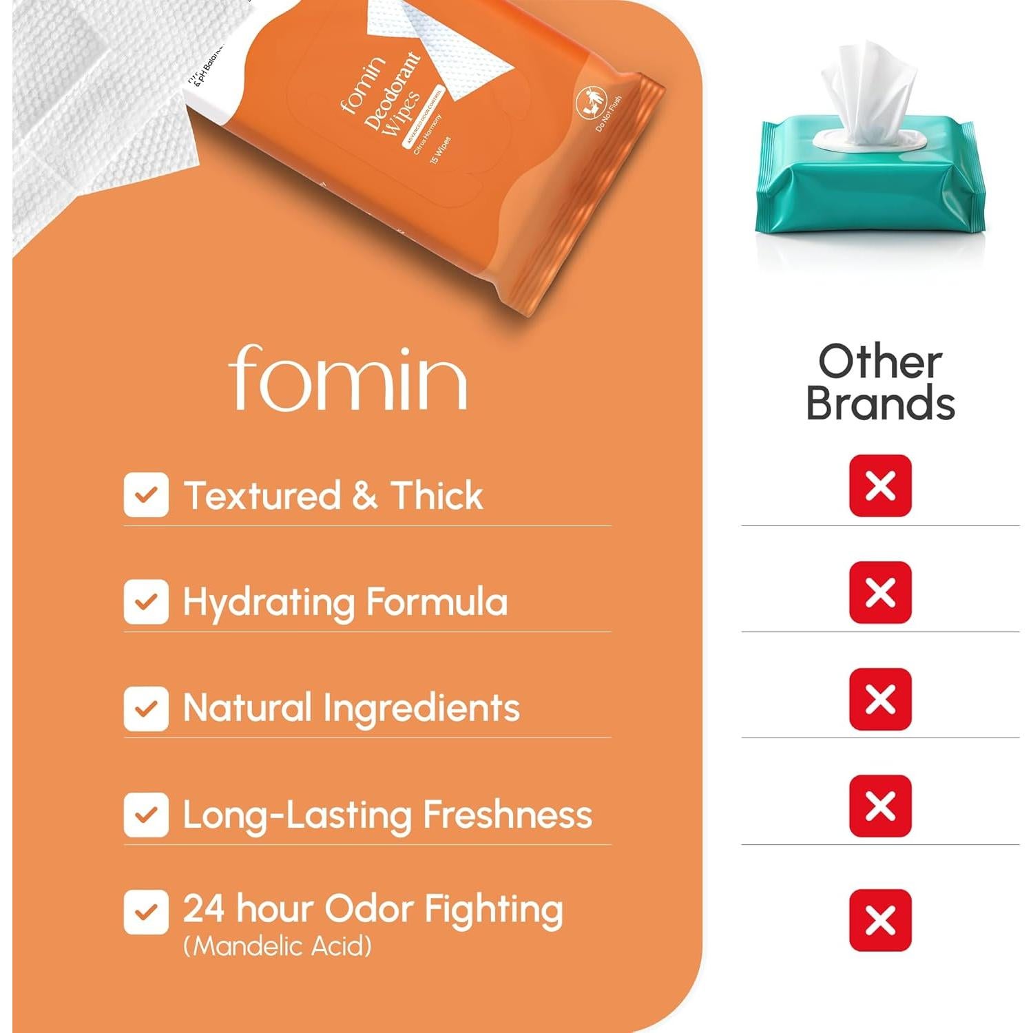 Toallitas Desodorantes FOMIN Armonía Cítrica 30 Unidades