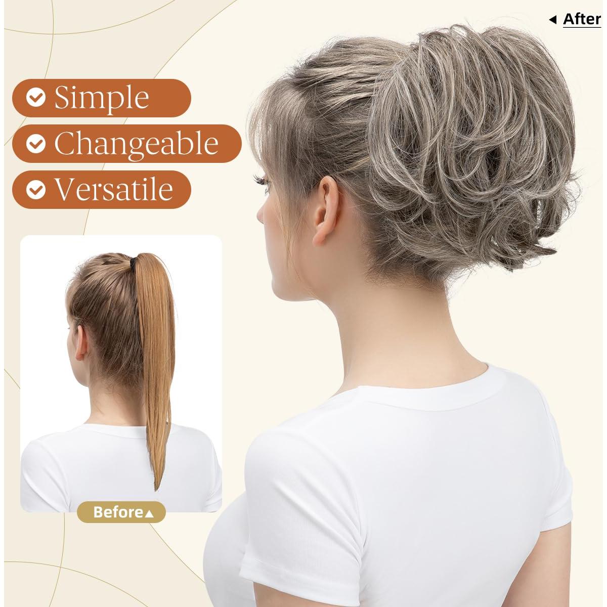 Clip de Garra para Coleta y Moño Desordenado Gris Ceniza