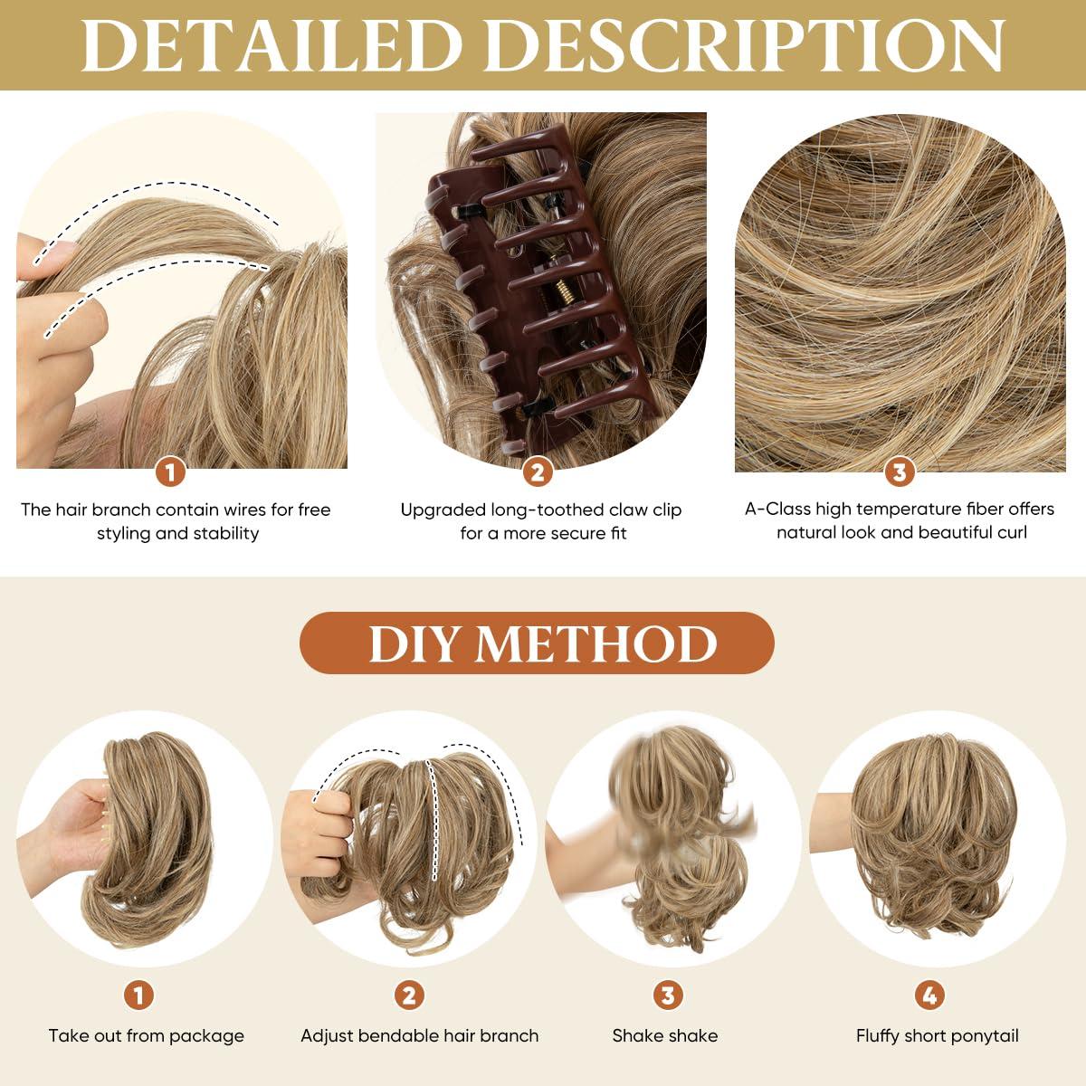 Clip de Garra para Coleta y Moño Desordenado Gris Ceniza