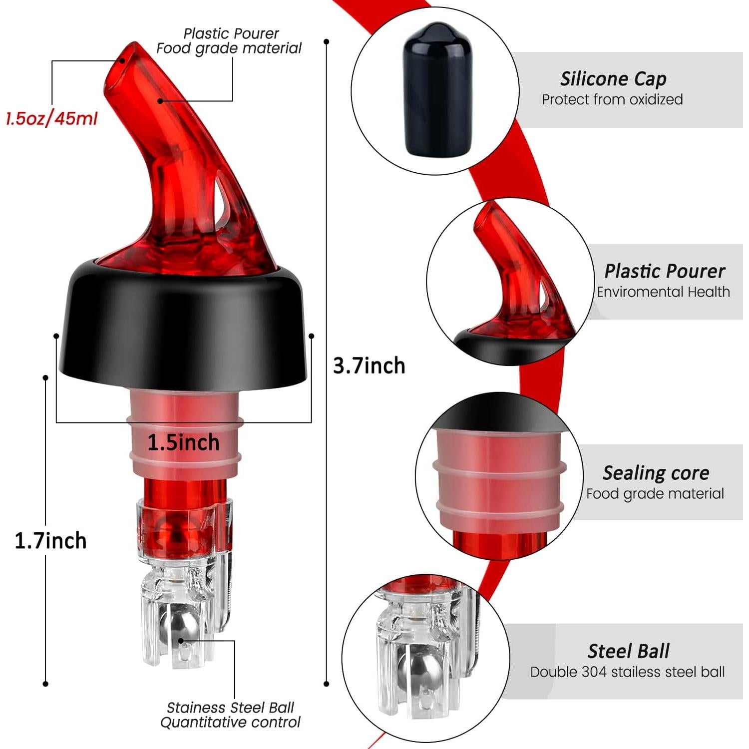 Vertedor Automático Medido NFFIBDH 1.5oz (45ml) Paquete de 4