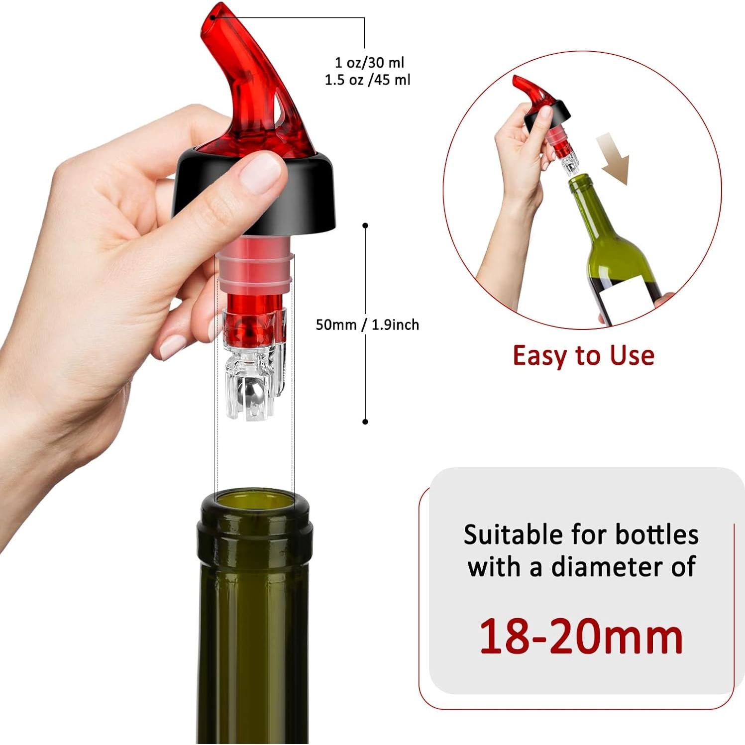 Vertedor Automático Medido NFFIBDH 1.5oz (45ml) Paquete de 4