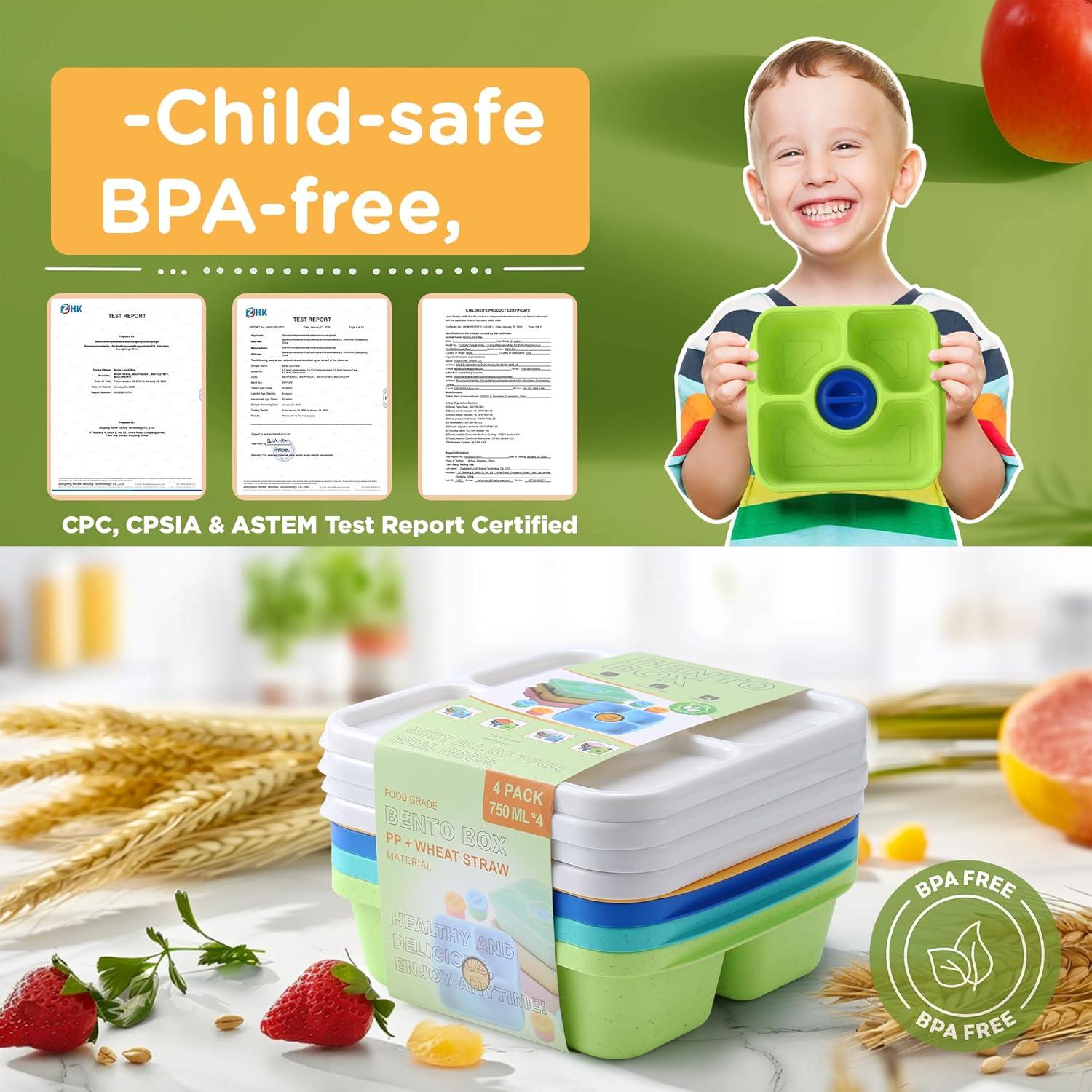 Contenedores Bento Reutilizables 4 Pzas Color Joya 750 ml