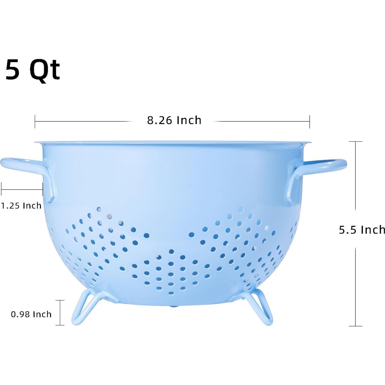 Colador de Metal BeFare 5QT Azul con Base y Doble Mango