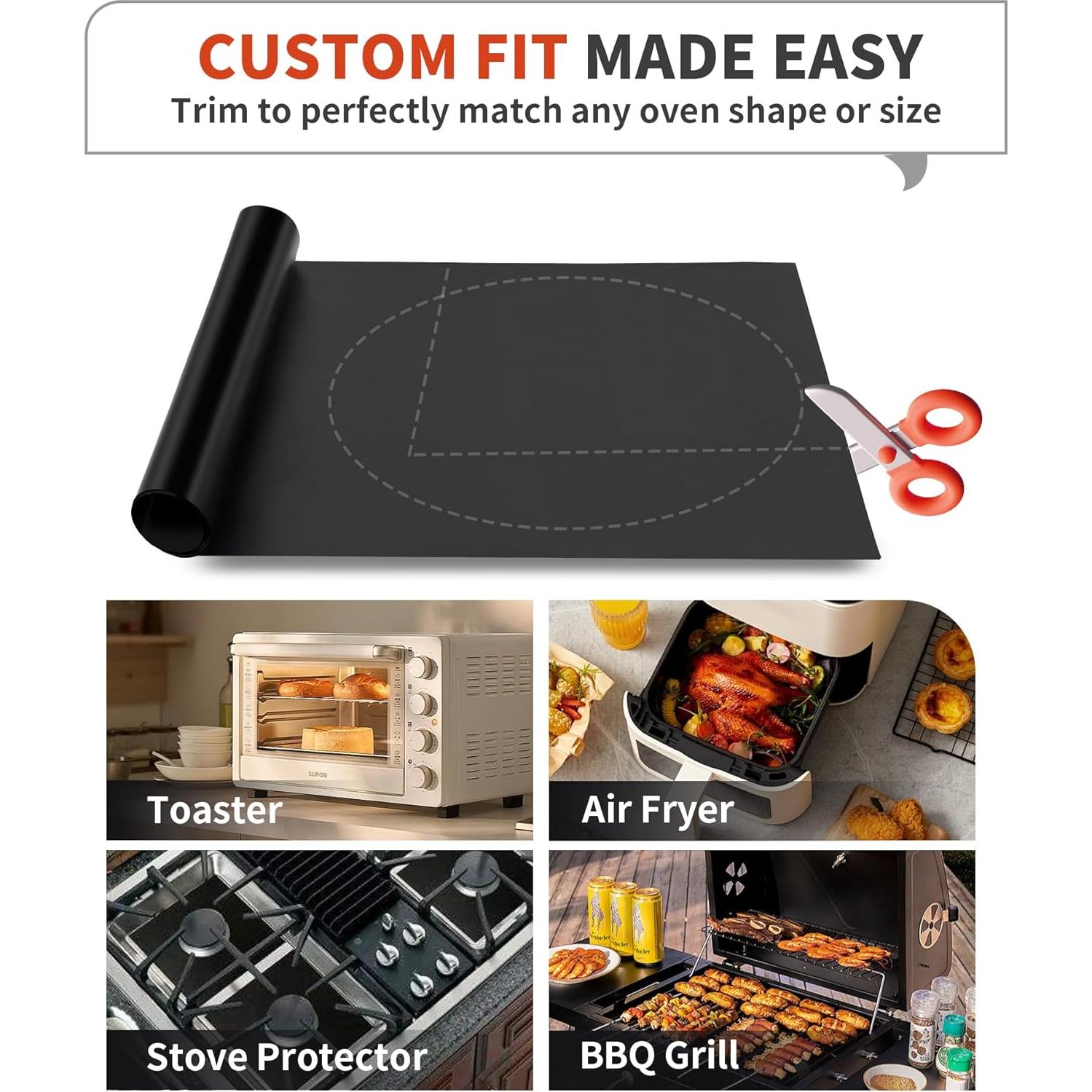 Forros para Horno Buself - Paquete de 3, 43.2x63.5 cm, Negro