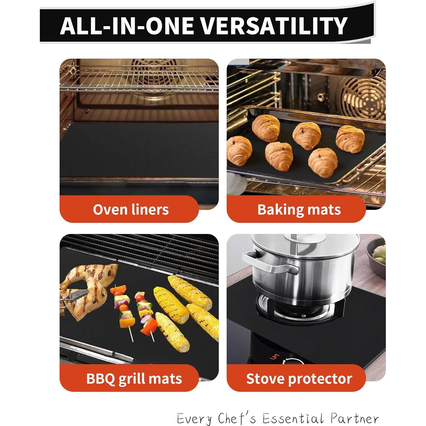 Forros para Horno Buself - Paquete de 3, 43.2x63.5 cm, Negro