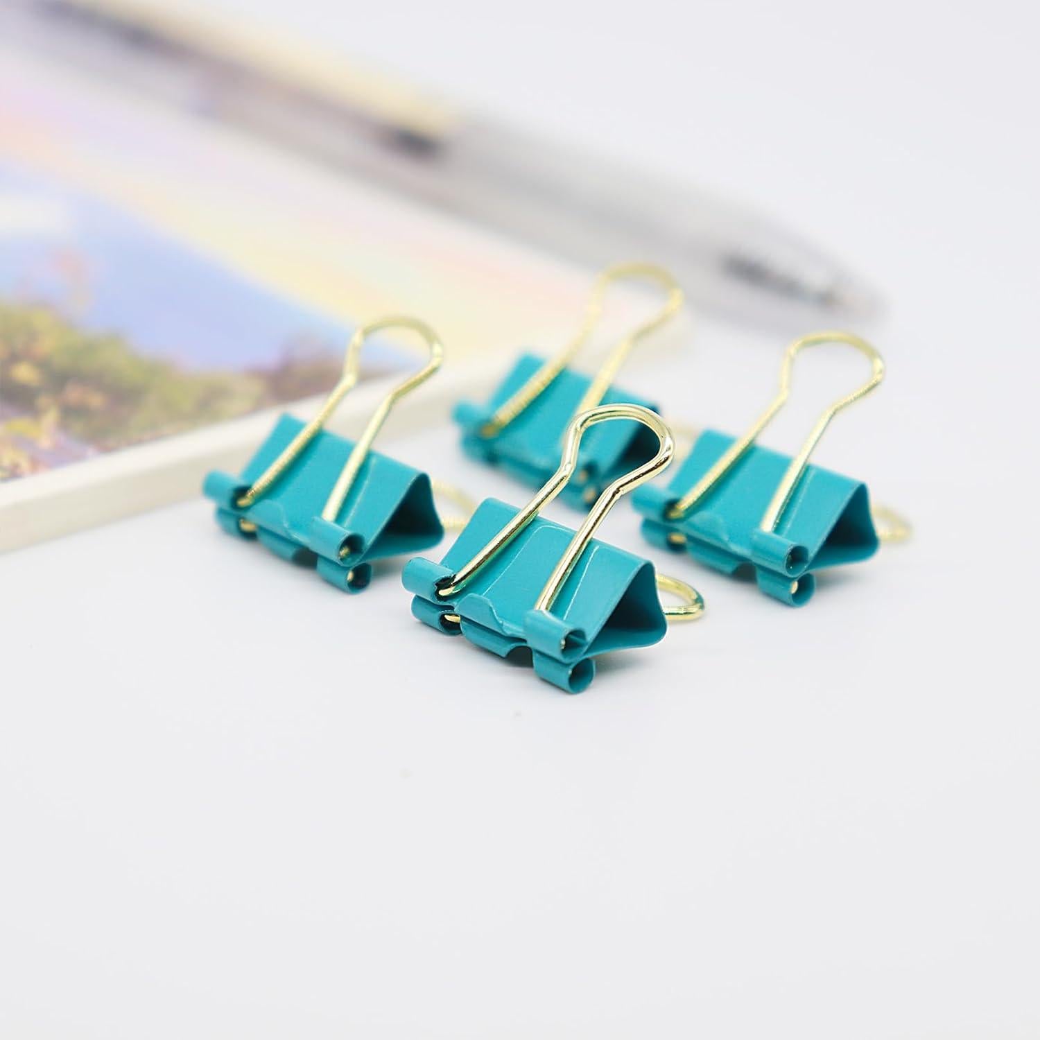 Clip de Binder Mini YCVIORING 15mm Paquete de 100 Azul-Verde