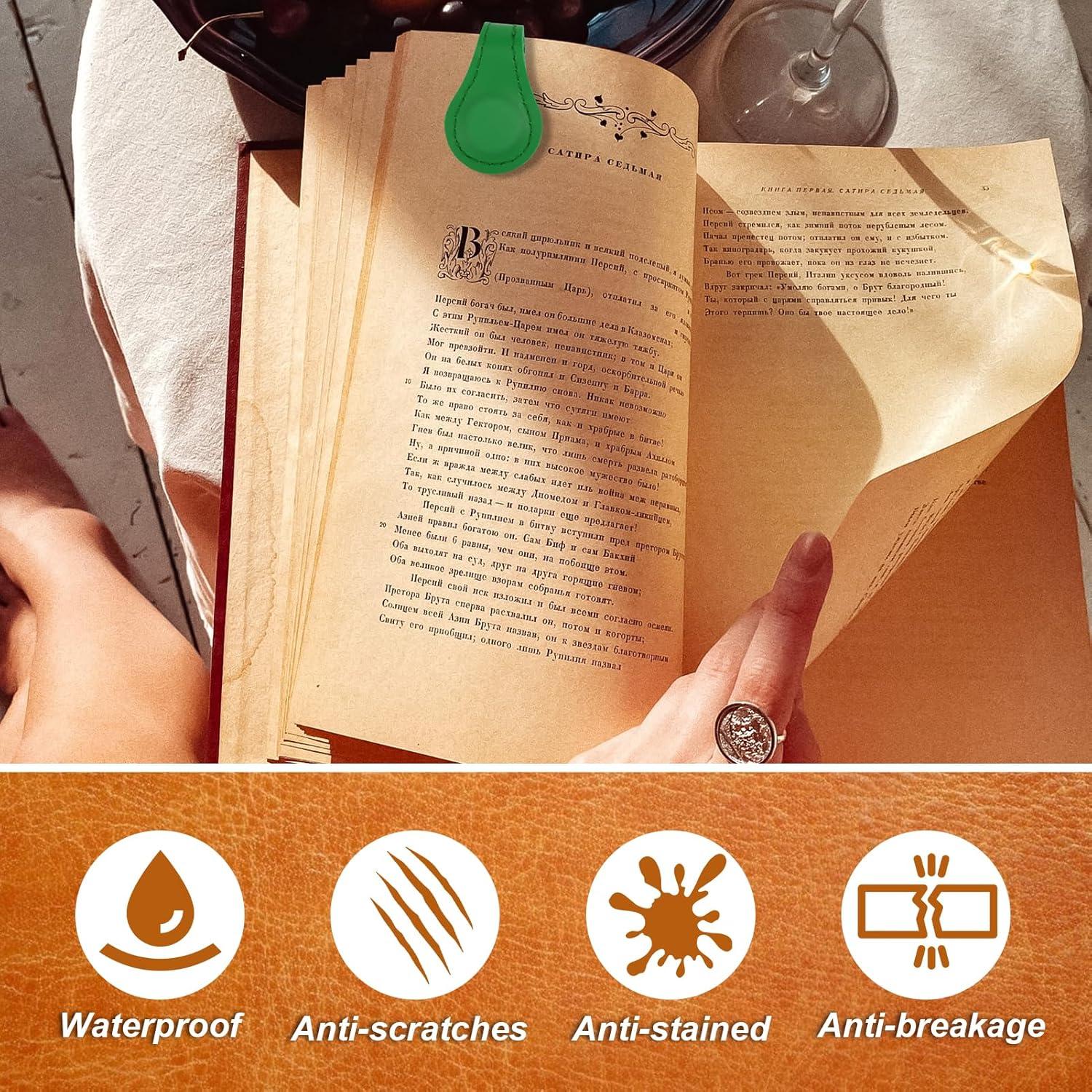 2 Marcadores Magnéticos de Cuero Mity Rain Doble Cara Vintage