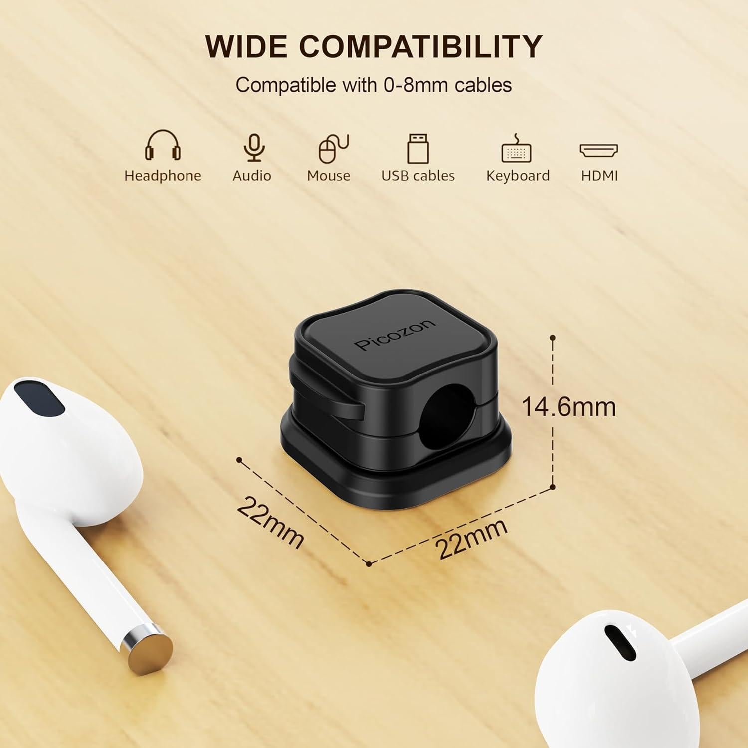 Organizador Magnético de Cables Picozon - Paquete de 6