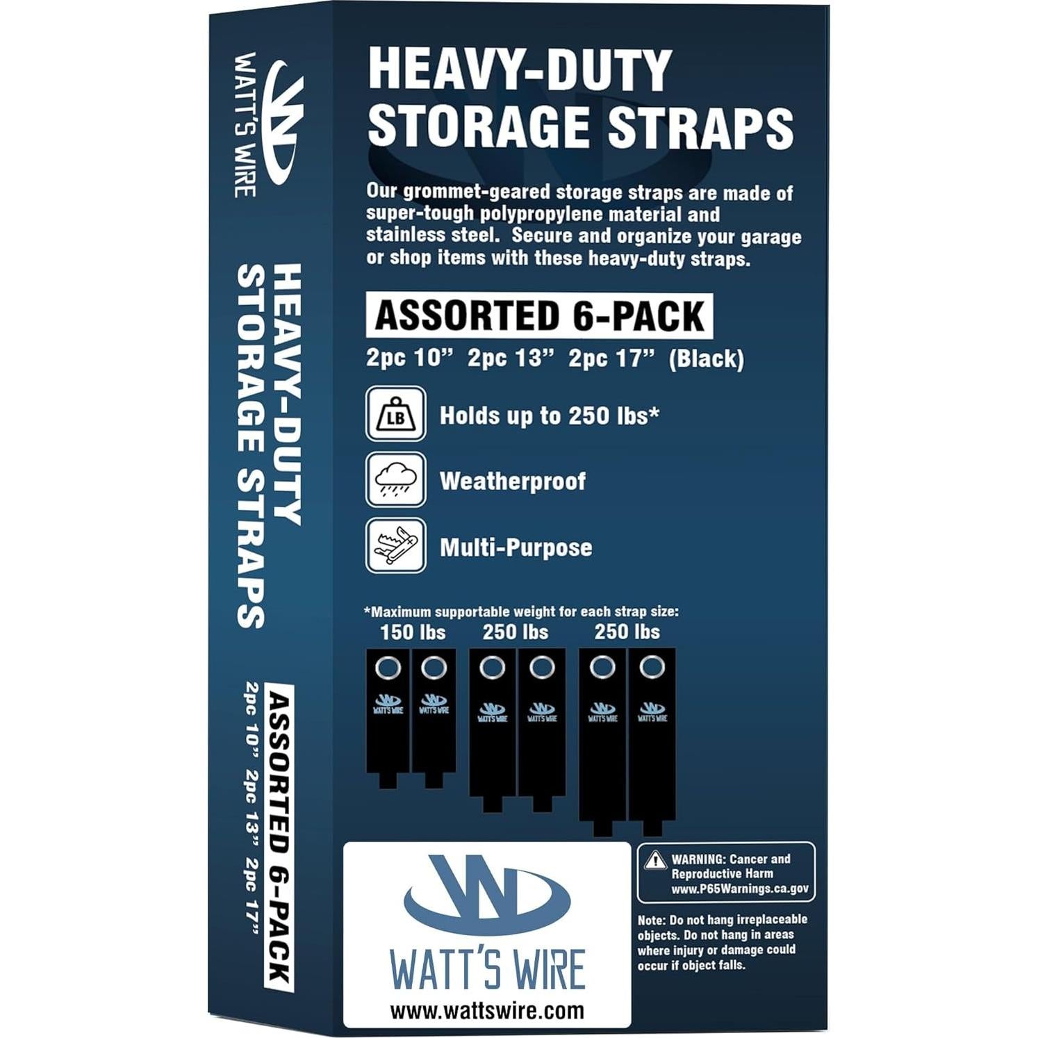 Correas de Almacenamiento de Alta Resistencia Watt's Wire - Paquete de 6