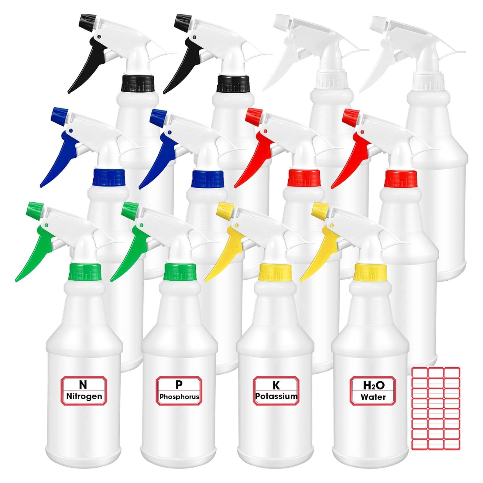 Gerrii 12 Botellas Spray Plástico 750 ml Multicolor para Limpieza