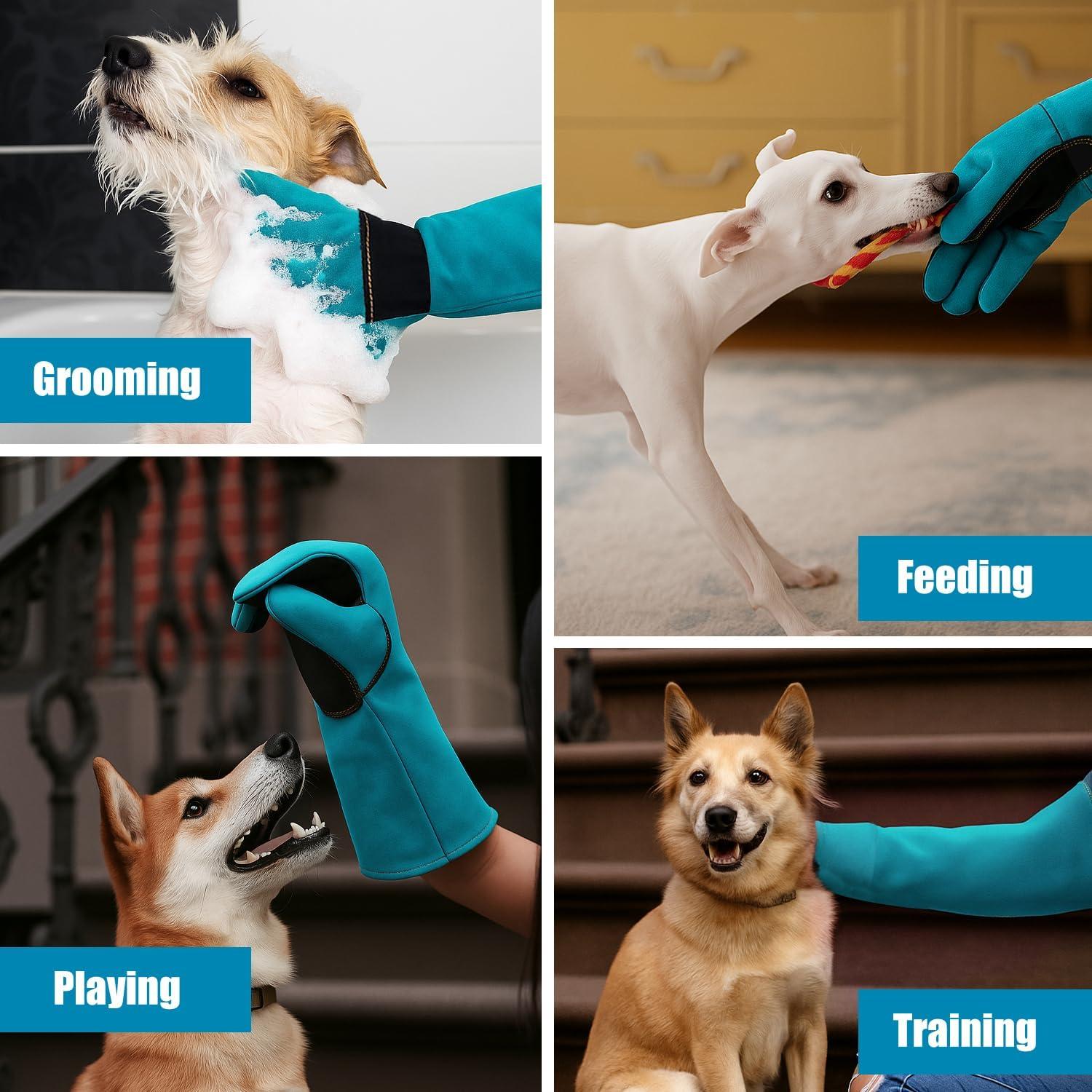 Guantes de Manejo de Animales LURMMUE 60 cm - Cuero Azul Resistente