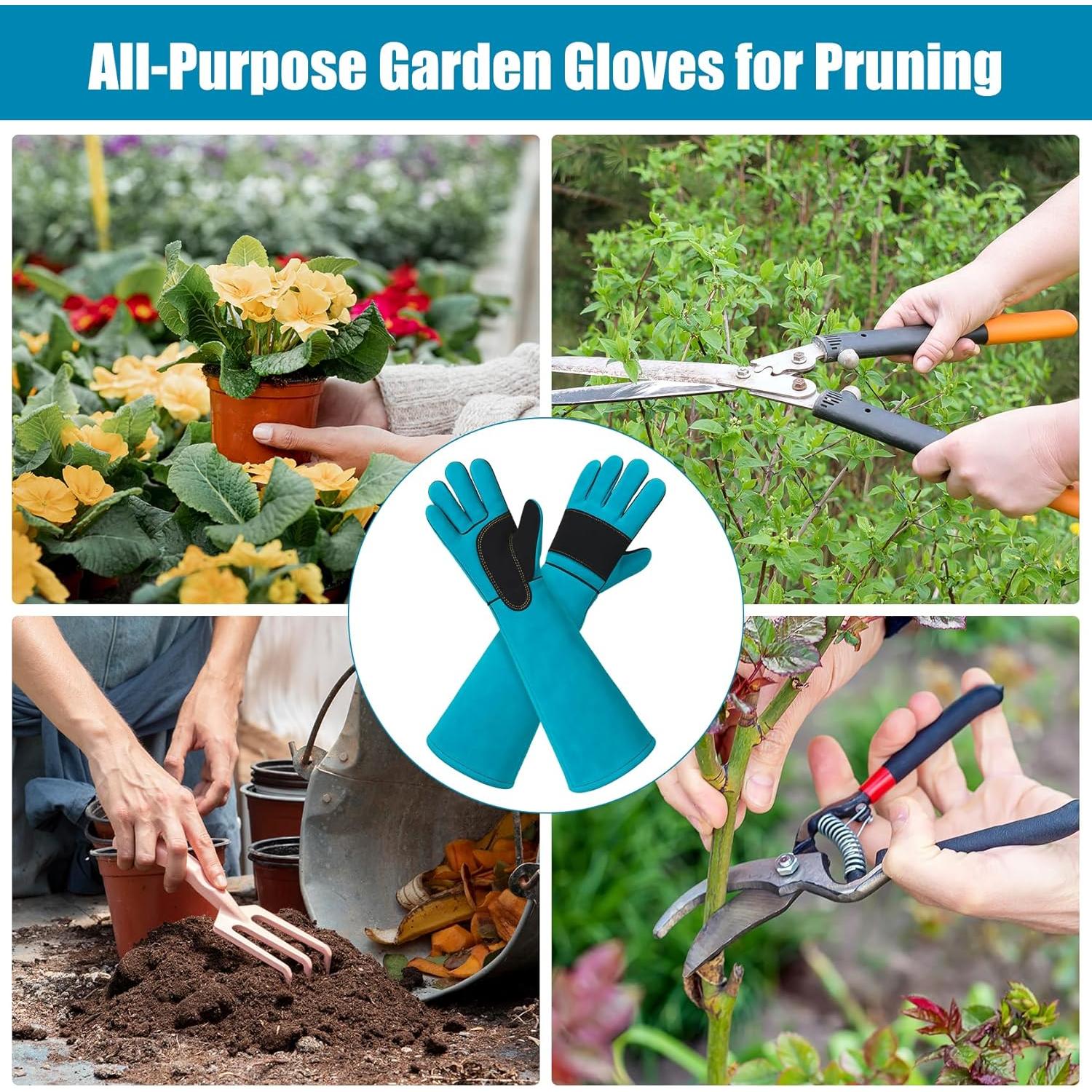 Guantes de Manejo de Animales LURMMUE 60 cm - Cuero Azul Resistente