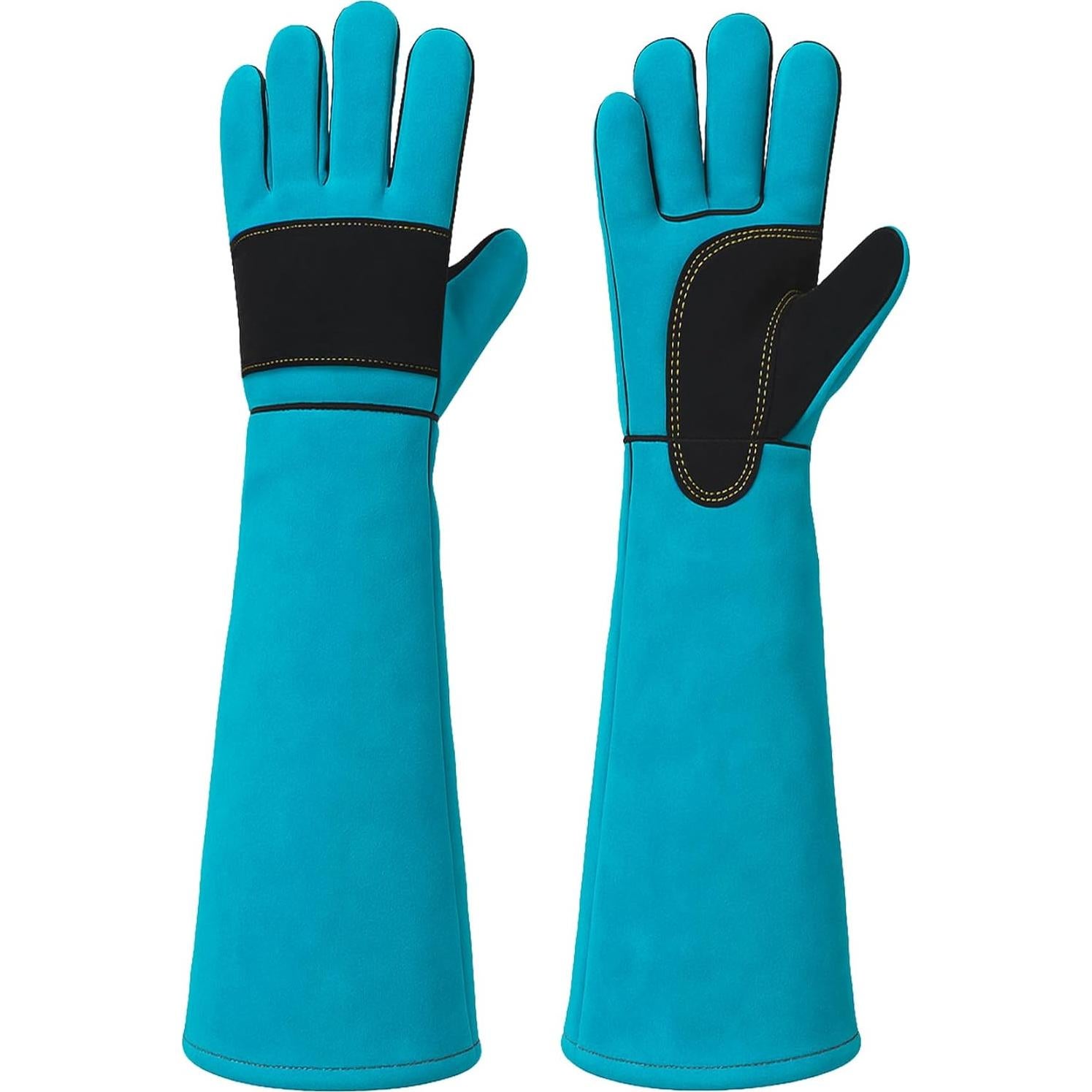 Guantes de Manejo de Animales LURMMUE 60 cm - Cuero Azul Resistente