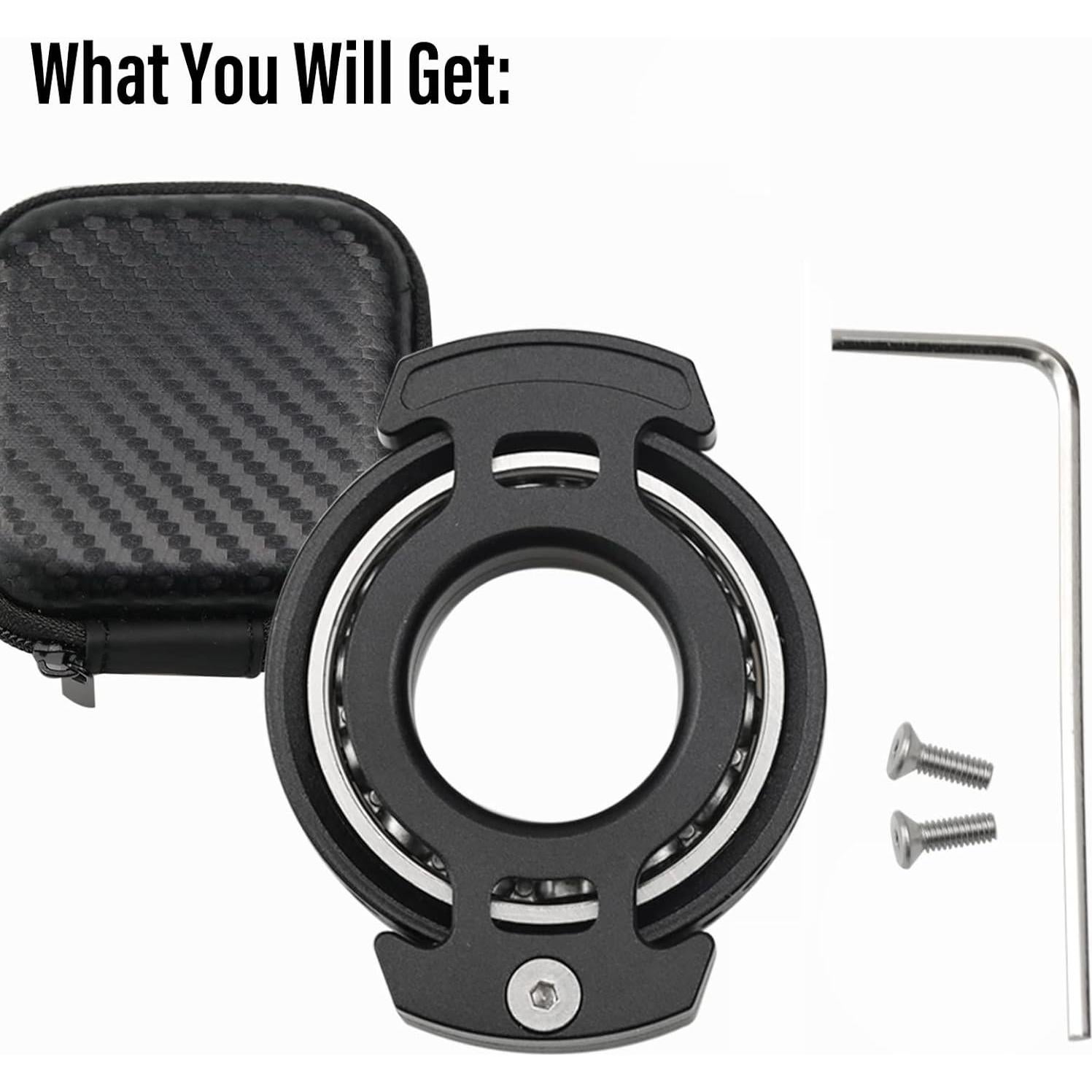 FREELOVE Ring Fidget Spinner for Adults, Men Finger Haptic Roller, Small Metal Clicker Toys, Ball Bearing, Black Fingears Spinning EDC for Anxiety Stress