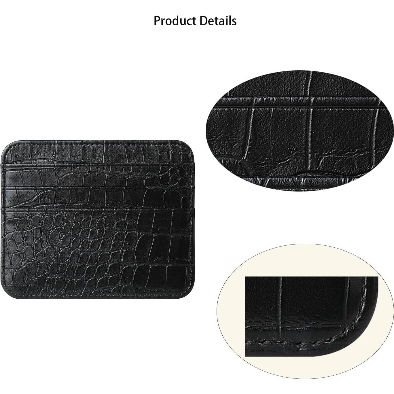 Cartera Ultra Fina PU xusheng Doble Lado 7 Ranuras Negro