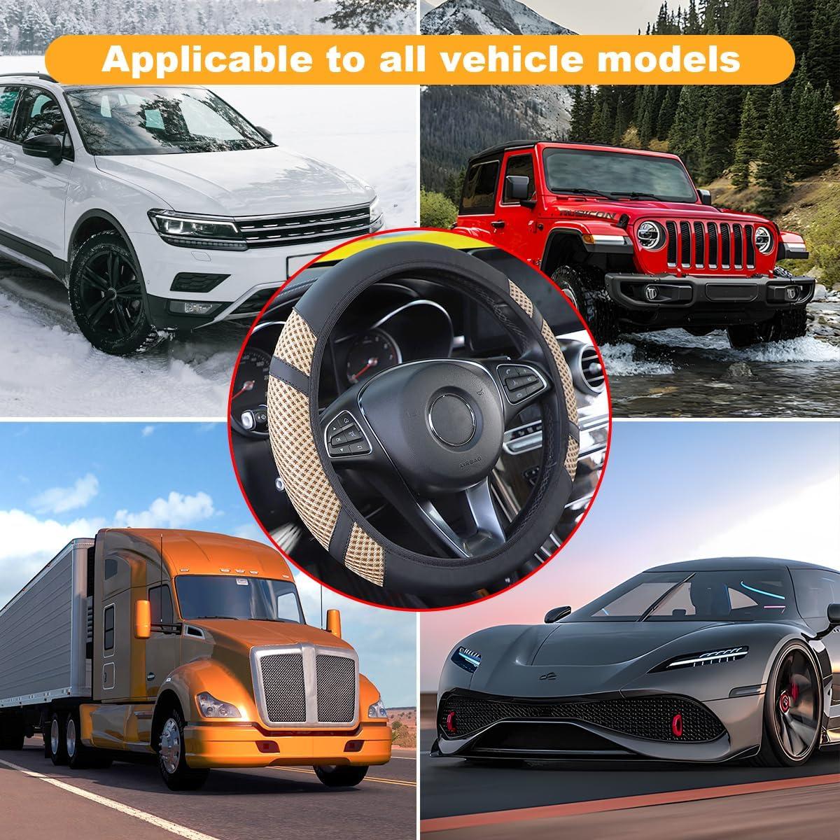 Cubierta de Volante de Coche Zipelo Beige Antideslizante 36.8-39.4cm