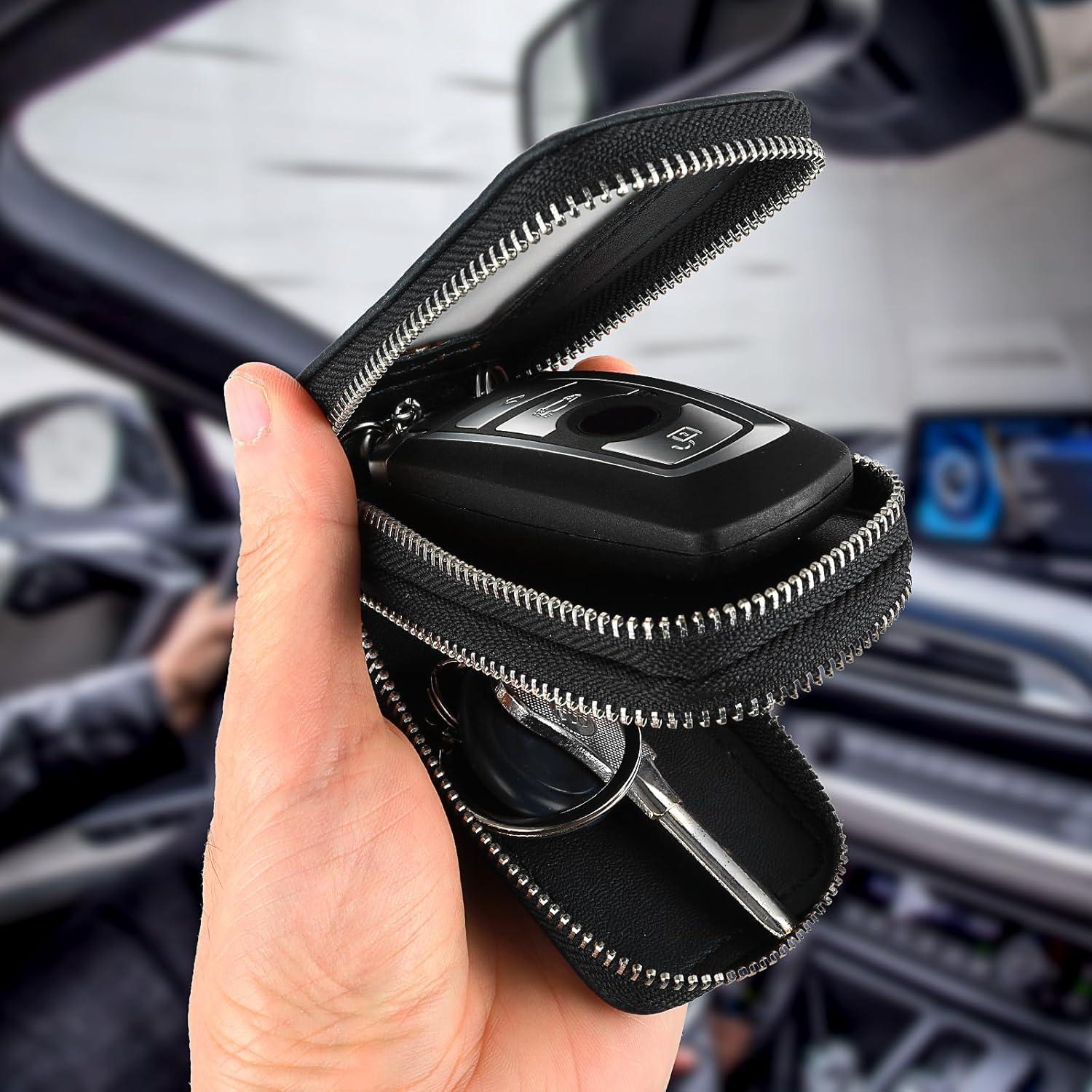 Funda de Llave de Coche de Cuero Genuino Andibro Doble Capa