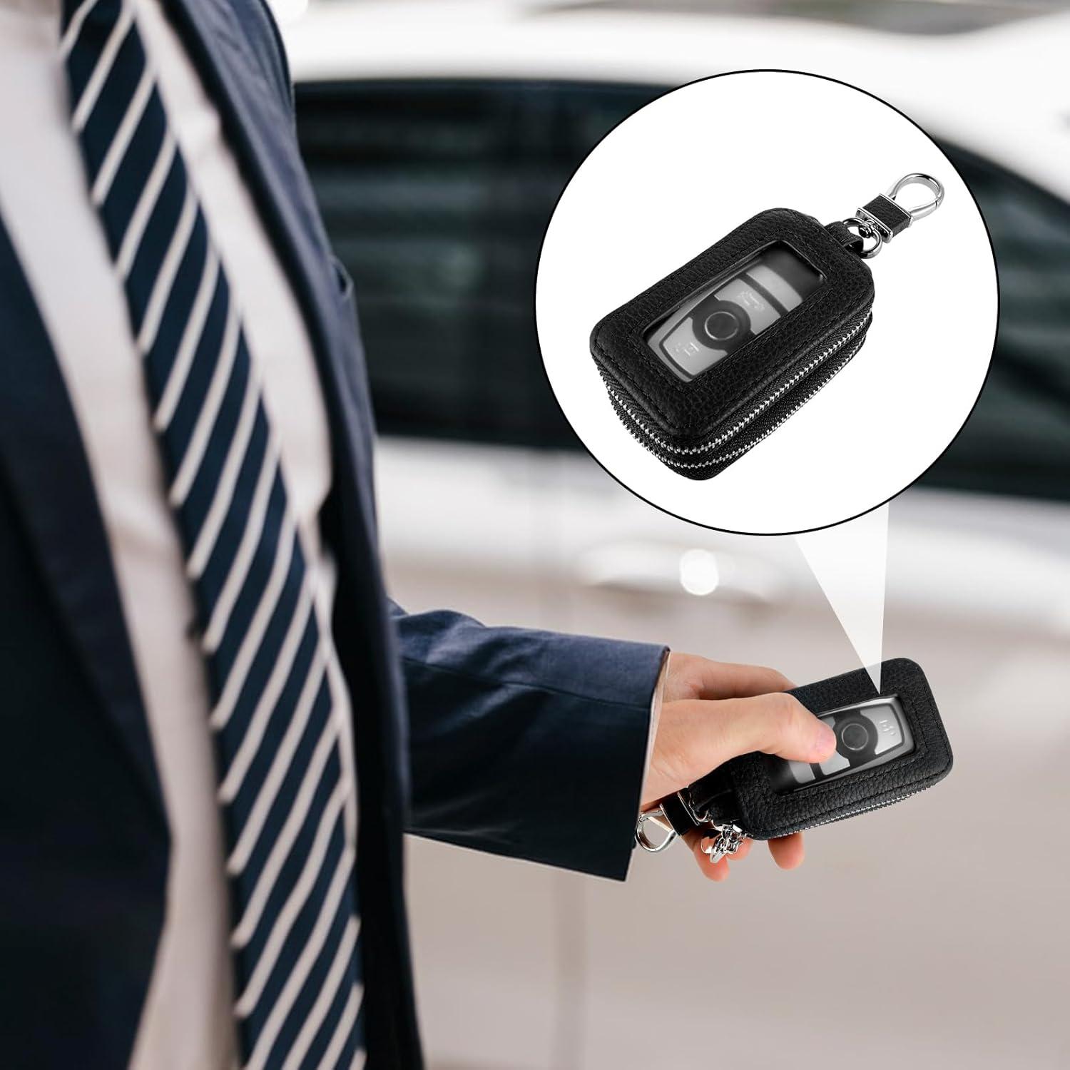 Funda de Llave de Coche de Cuero Genuino Andibro Doble Capa