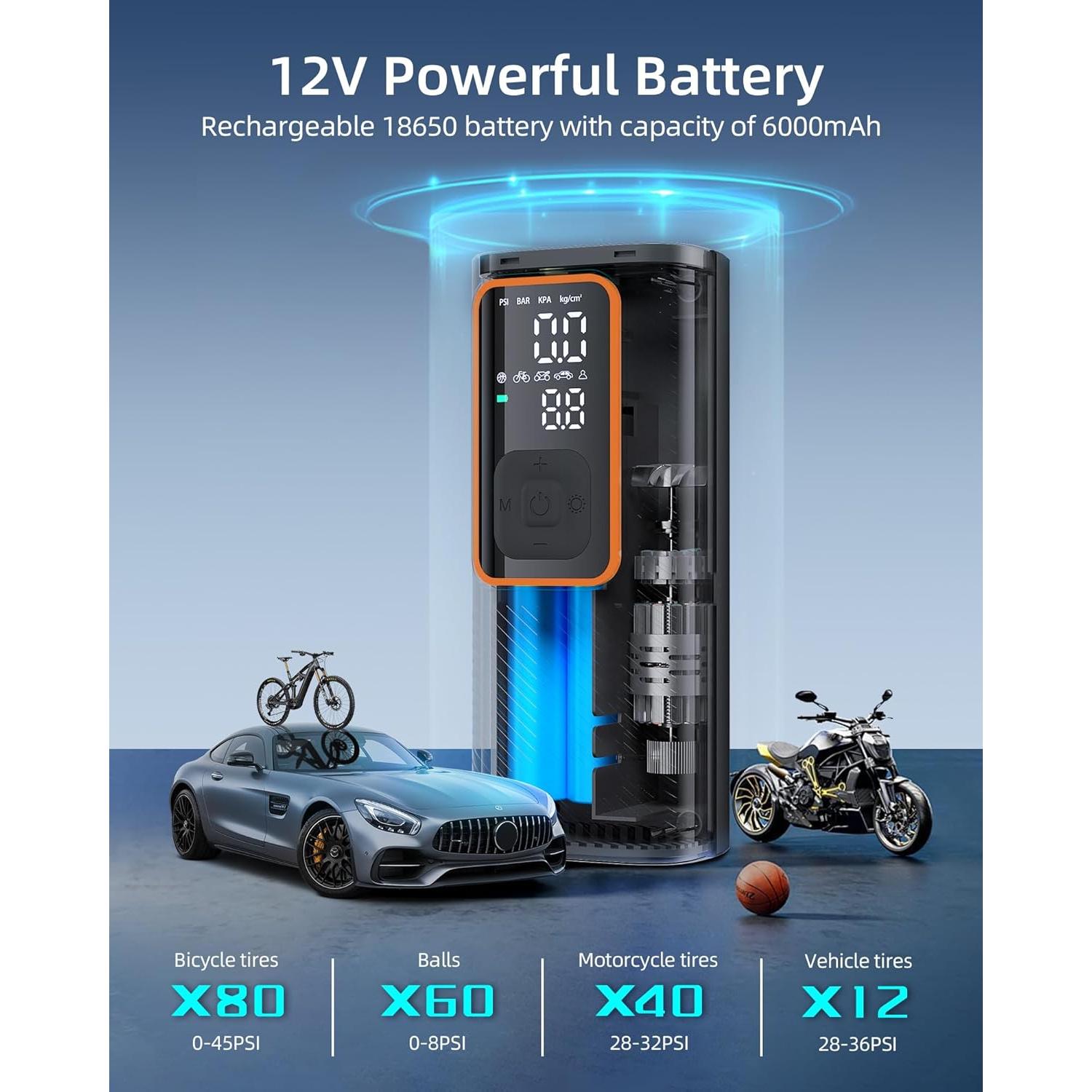 Compresor de Aire Portátil EBOSSOM I7 Pro 150 PSI Recargable