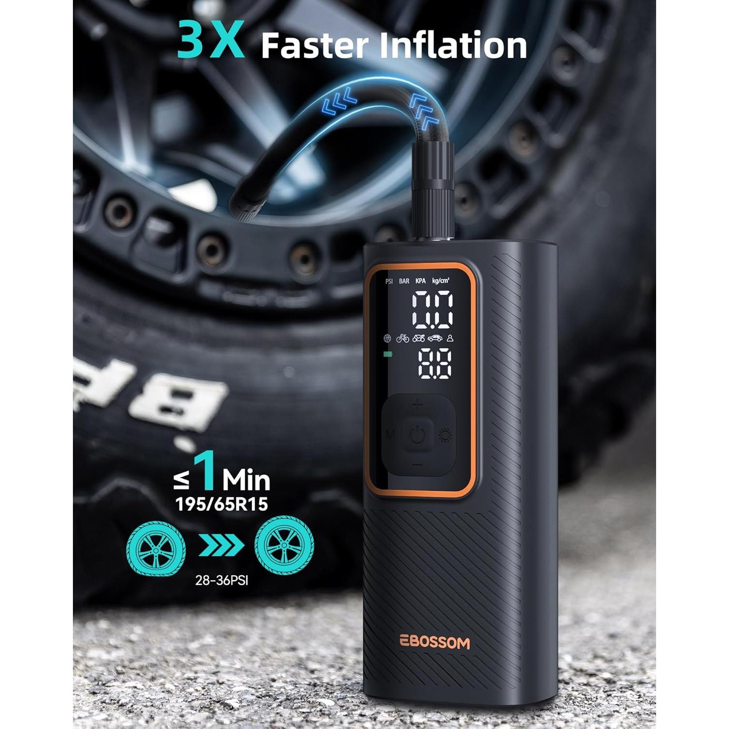 Compresor de Aire Portátil EBOSSOM I7 Pro 150 PSI Recargable