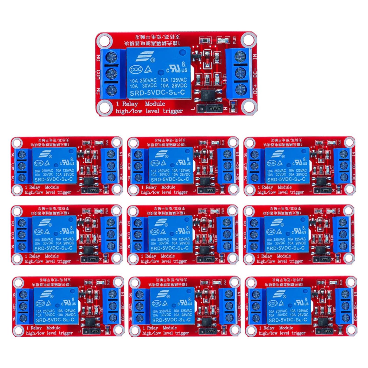 Módulo de Relé de 1 Canal 5V HUAREW con Aislamiento Opto - Paquete de 10