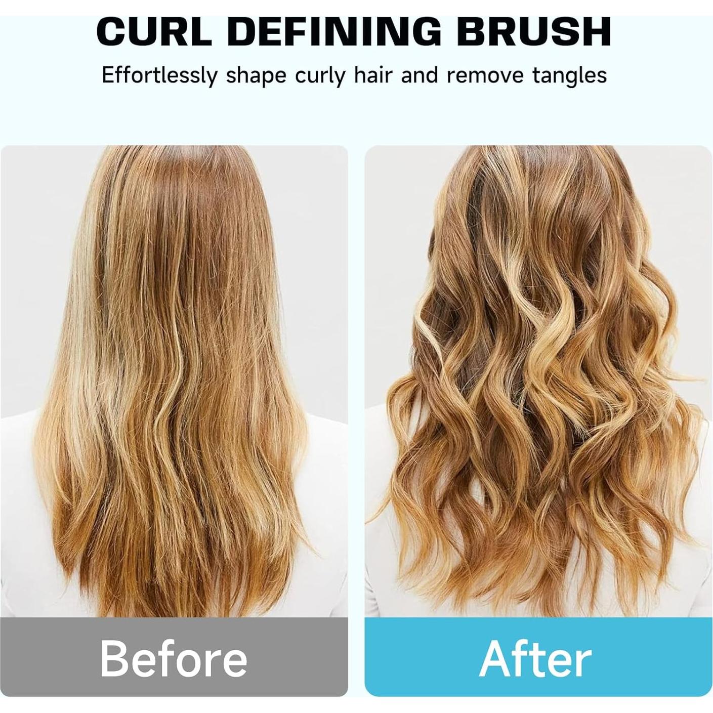 Cepillo Definidor de Rizos BMONATY Azul - Cerdas de Jabalí