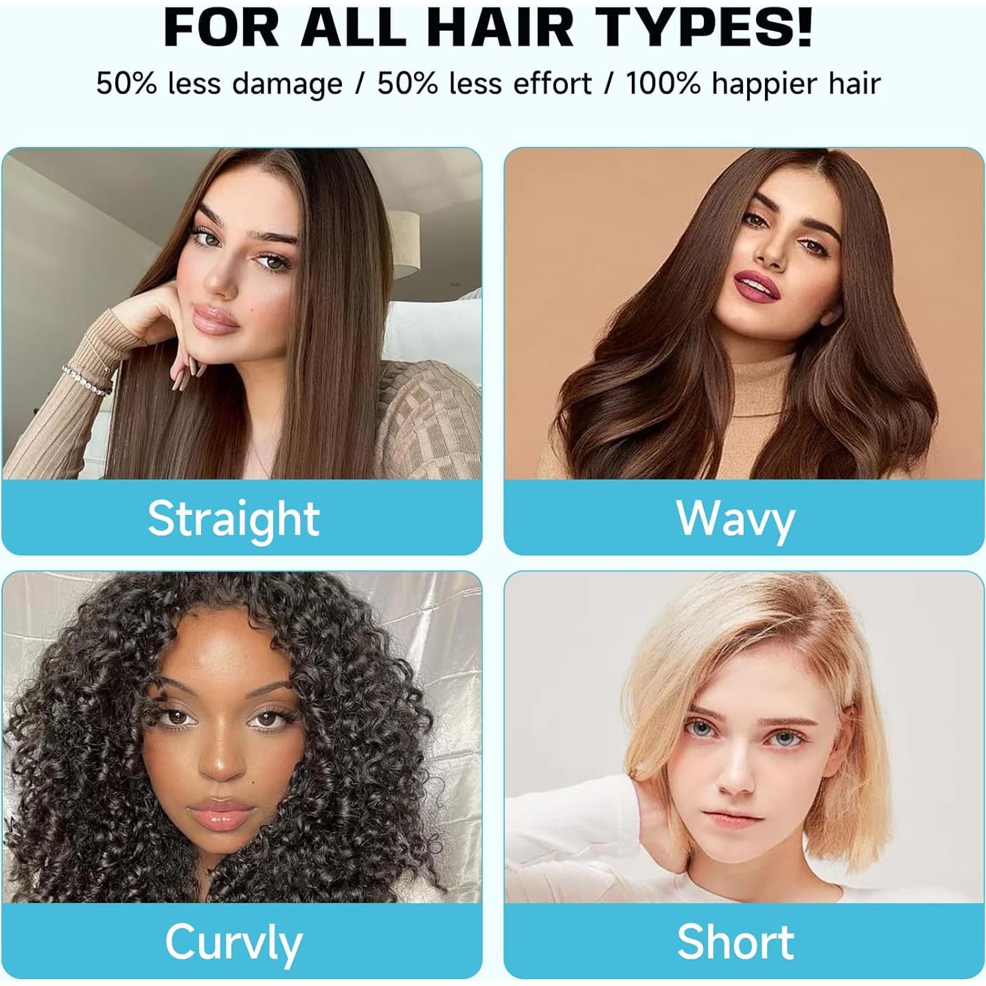 Cepillo Definidor de Rizos BMONATY Azul - Cerdas de Jabalí