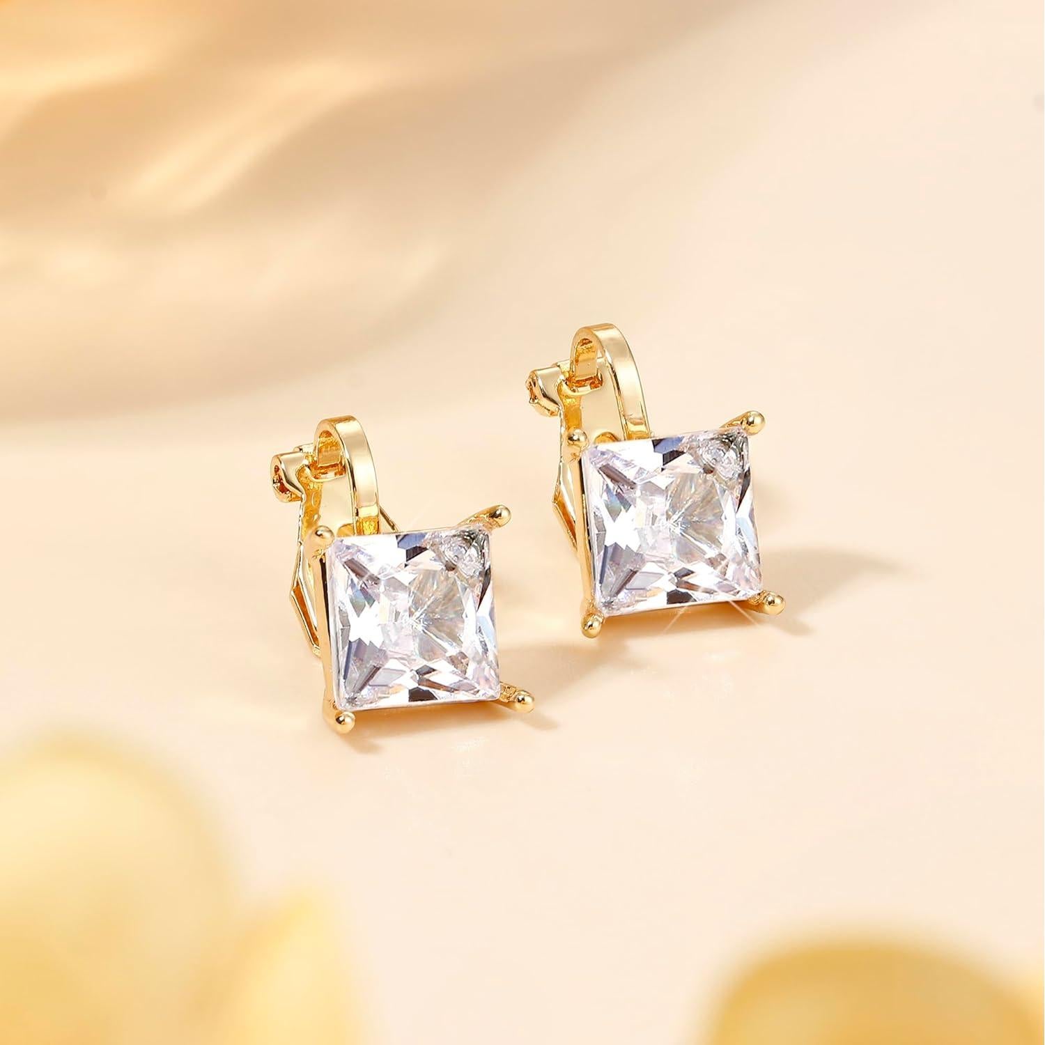 Pendientes de Clip de Circonita Cubica Thunaraz Oro - Hipoalergenicos