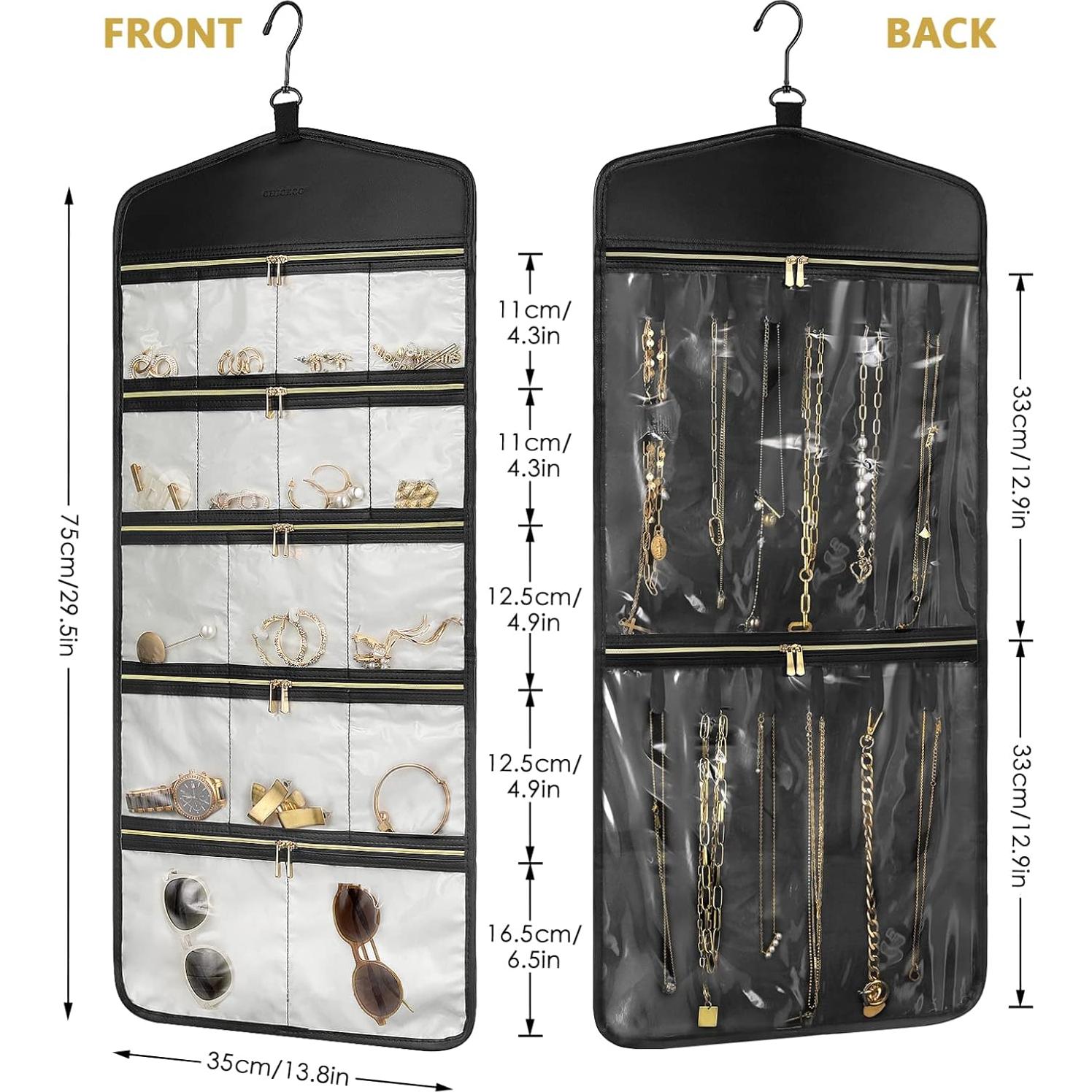 Organizador de Joyería Colgante CHICECO con 16 Bolsillos y Cremallera