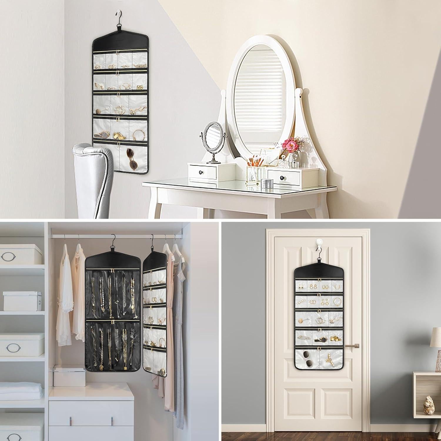 Organizador de Joyería Colgante CHICECO con 16 Bolsillos y Cremallera