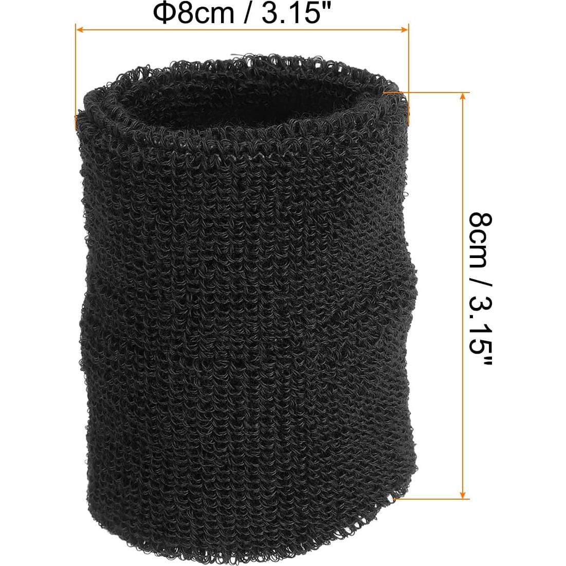 Muñequera Deportiva PATIKIL Algodón Toalla 8x8 cm Negra