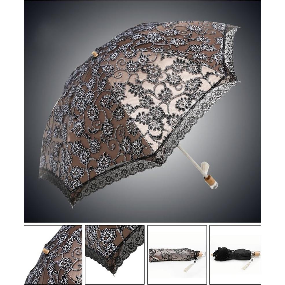 Paraguas Plegable Honeystore Anti-UV Doble Capa 81cm Negro