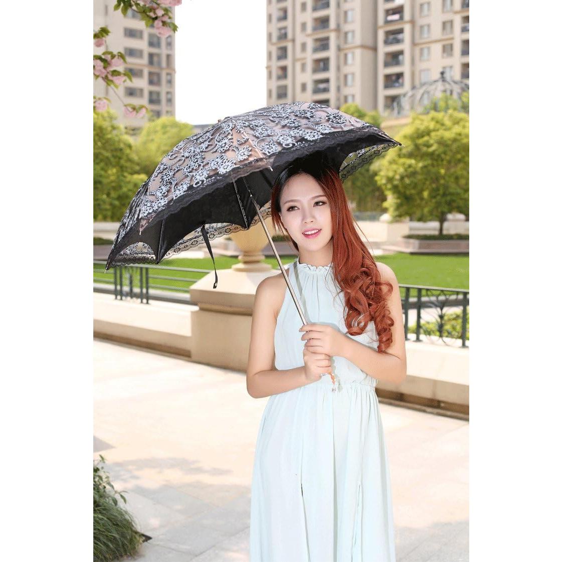 Paraguas Plegable Honeystore Anti-UV Doble Capa 81cm Negro