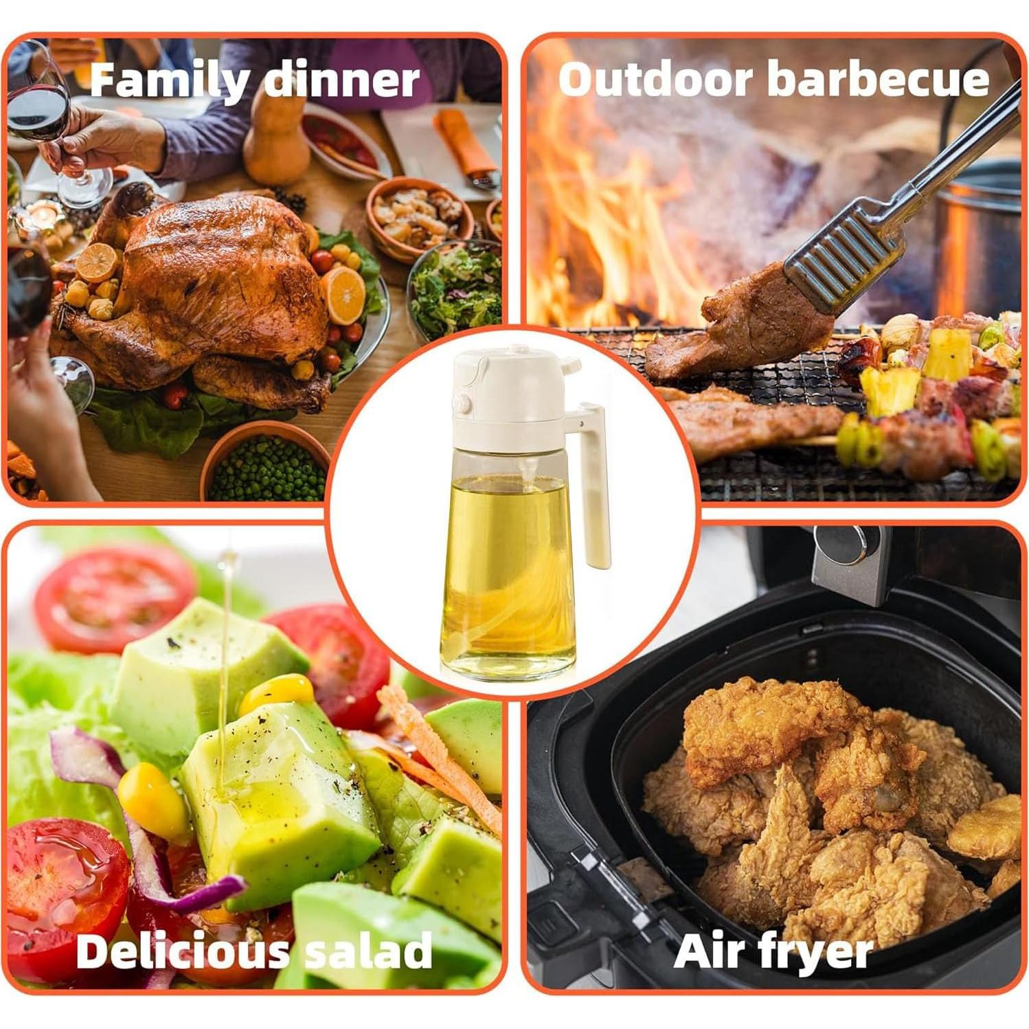 Rociador de Aceite 2 en 1 YeHeng 470ml Vidrio Blanco