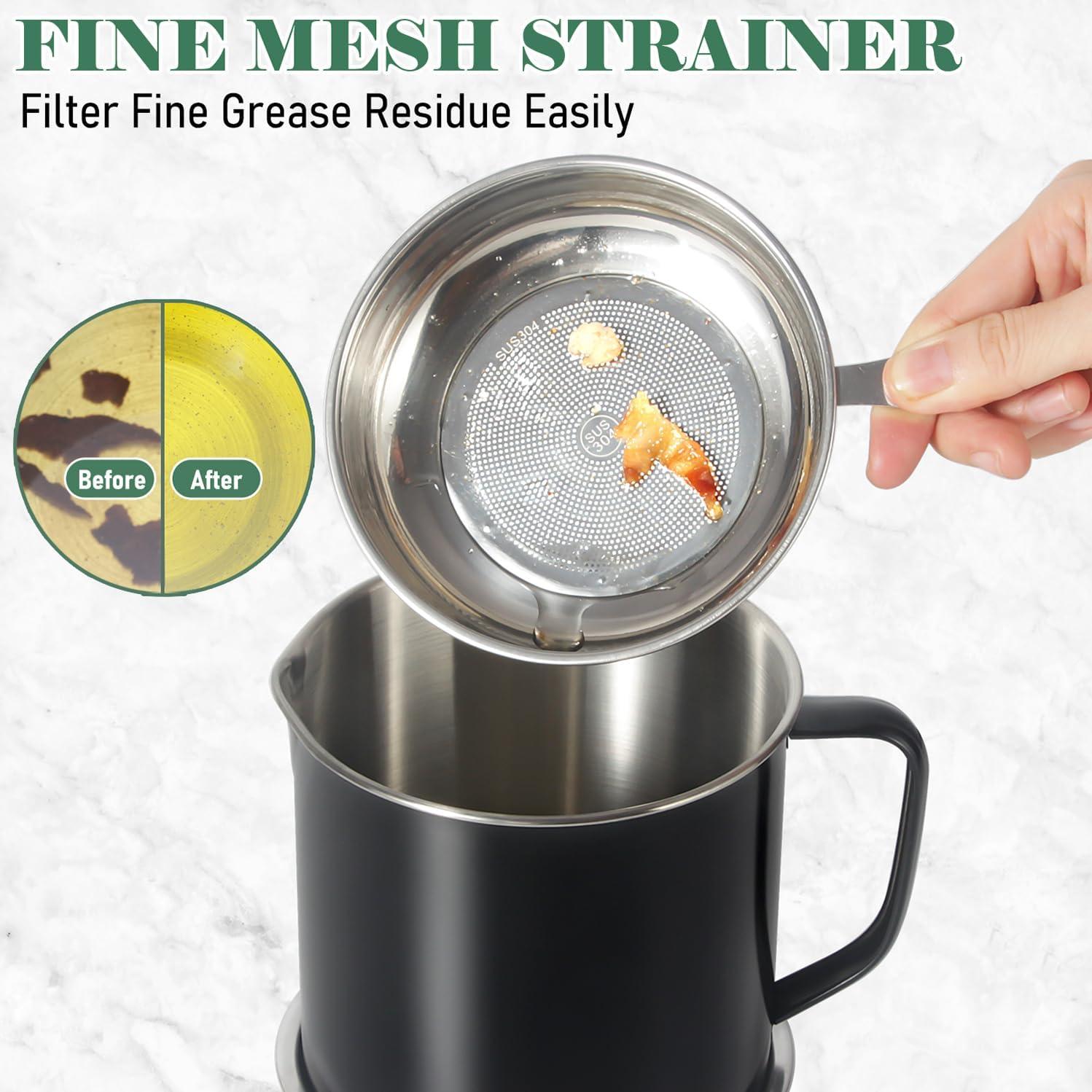 Contenedor de Grasa de Tocino BeVerxia 1.3L Acero Inoxidable