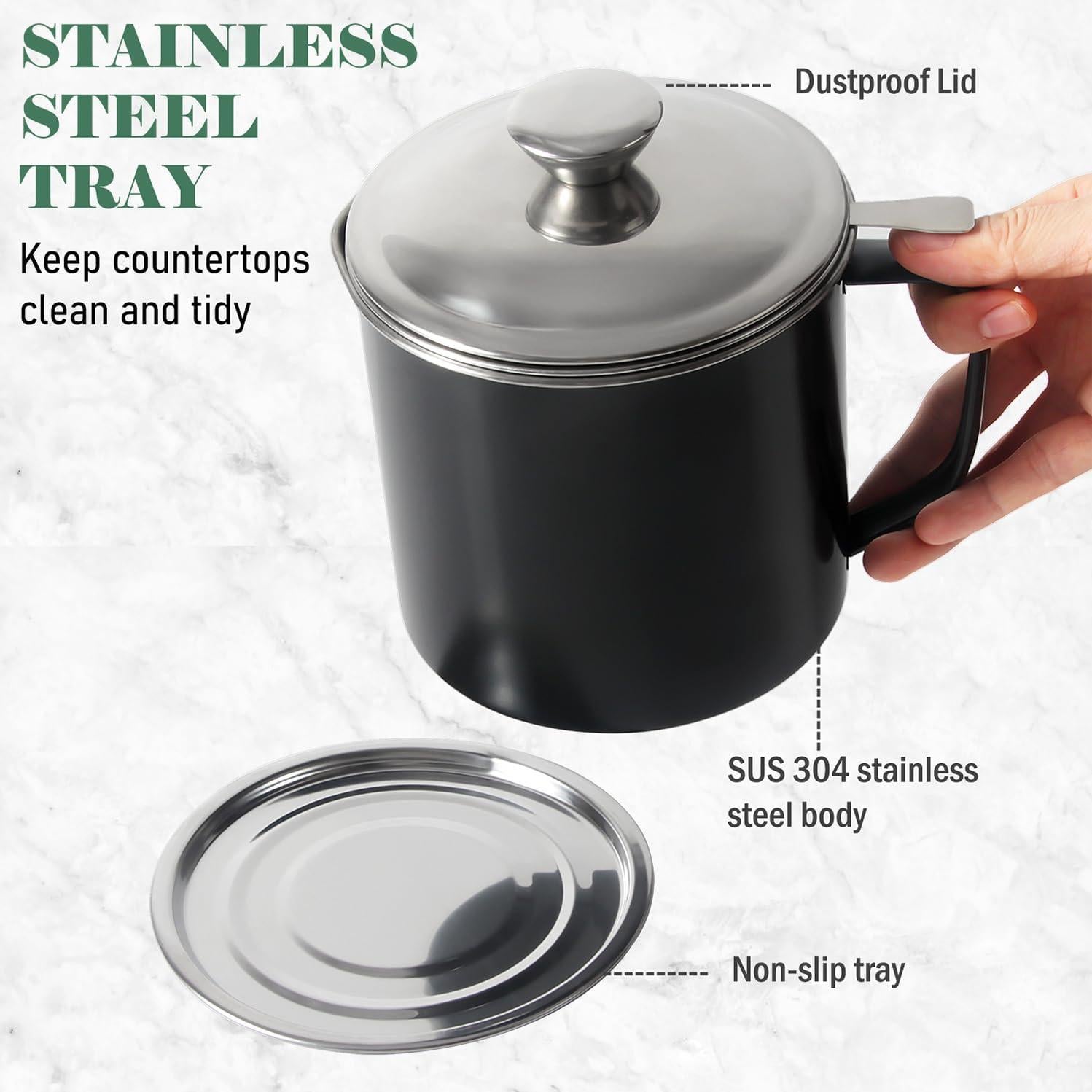 Contenedor de Grasa de Tocino BeVerxia 1.3L Acero Inoxidable