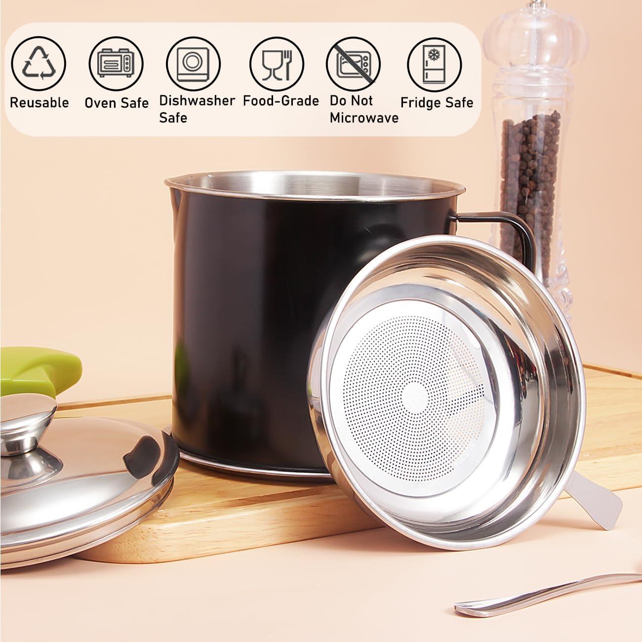 Contenedor de Grasa de Tocino BeVerxia 1.3L Acero Inoxidable