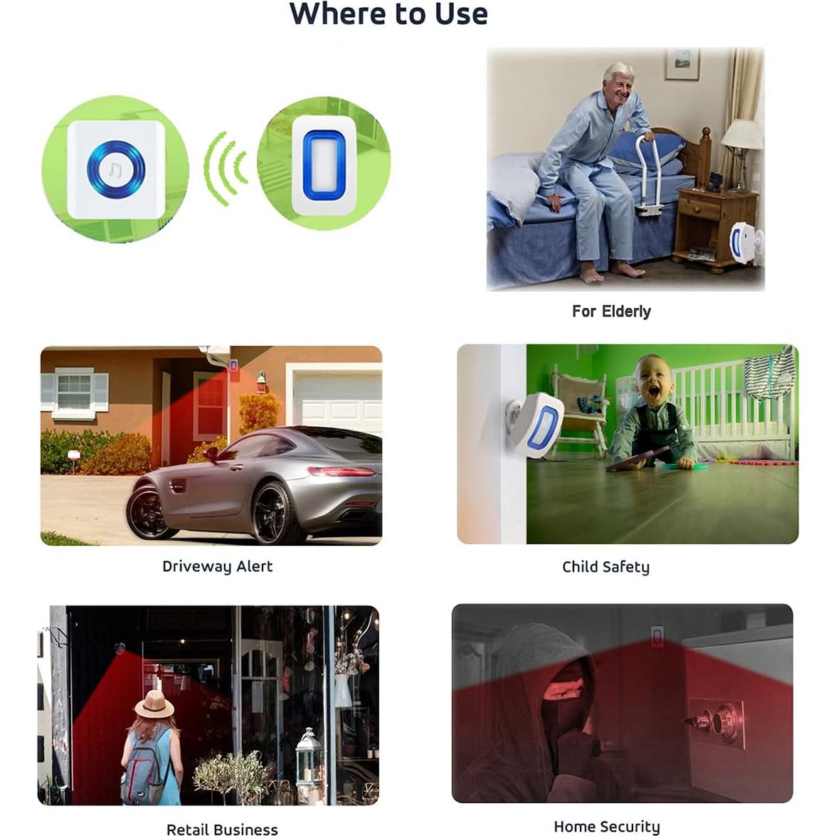 Alarma de Sensor de Movimiento EverNary con Pager Inalámbrico