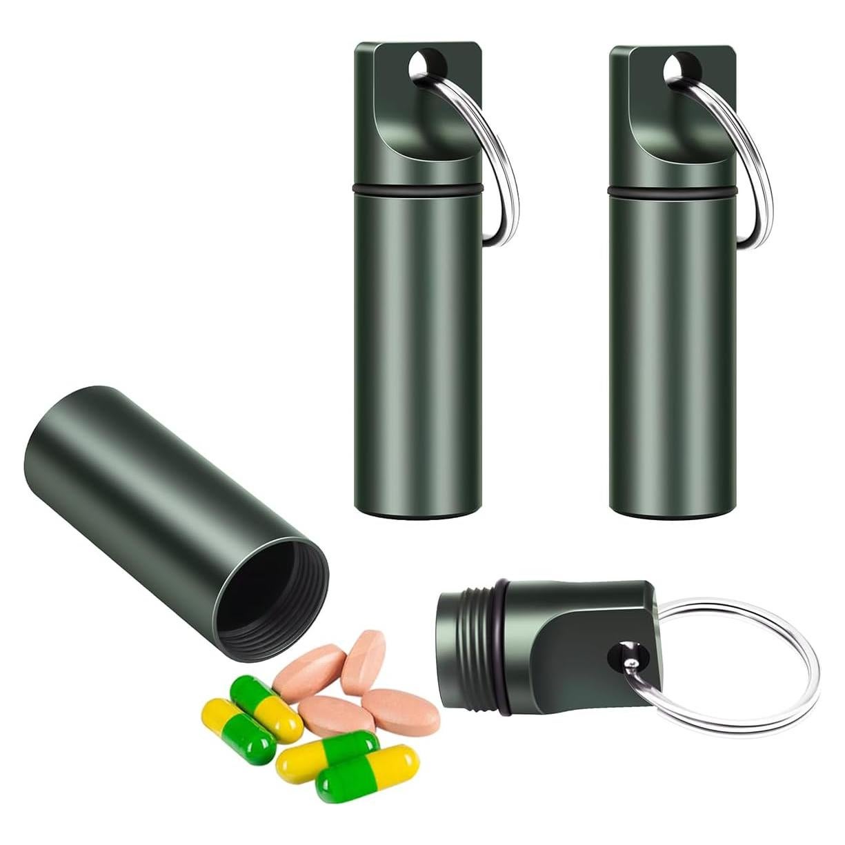 Portapíldoras de Llaveros EFFIET - 3 Paquetes Aluminio Impermeable