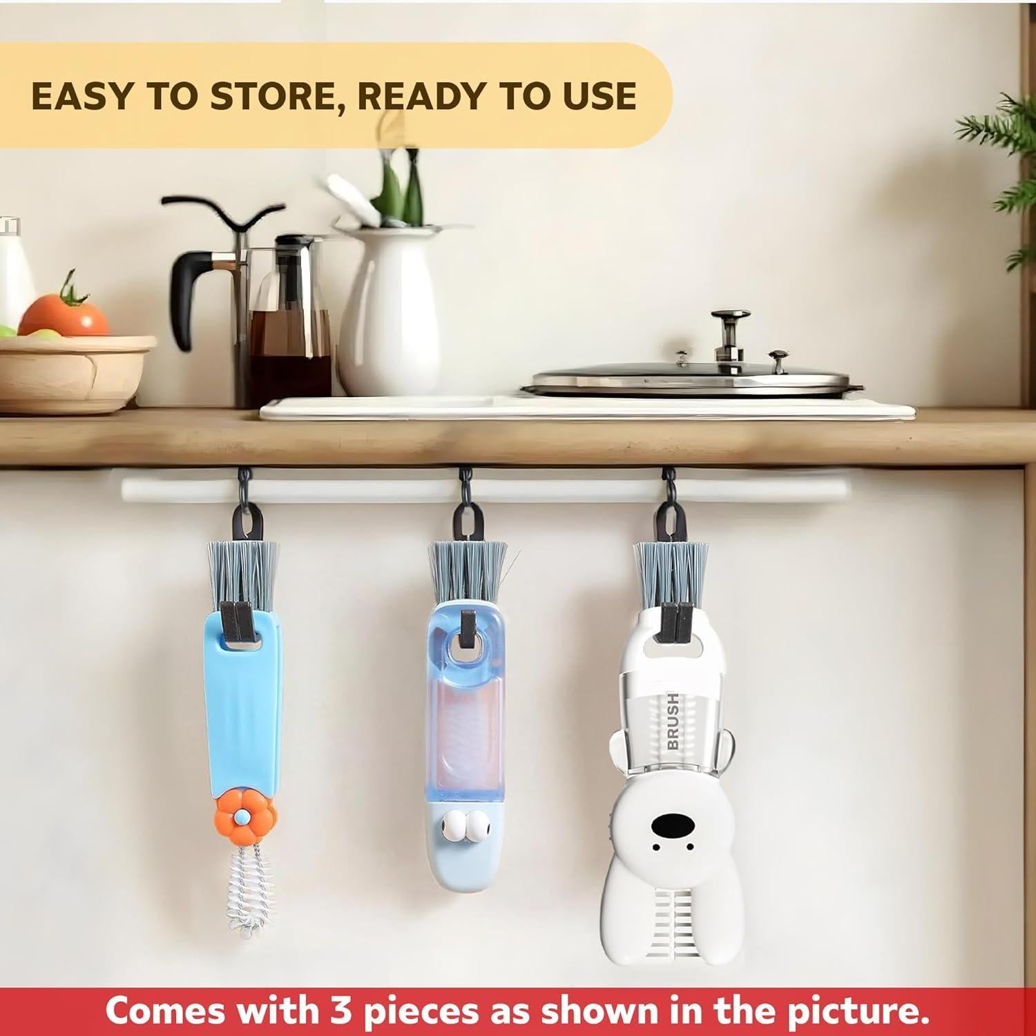 Cepillo de limpieza 3 en 1 FOLISSE para tapas y botellas