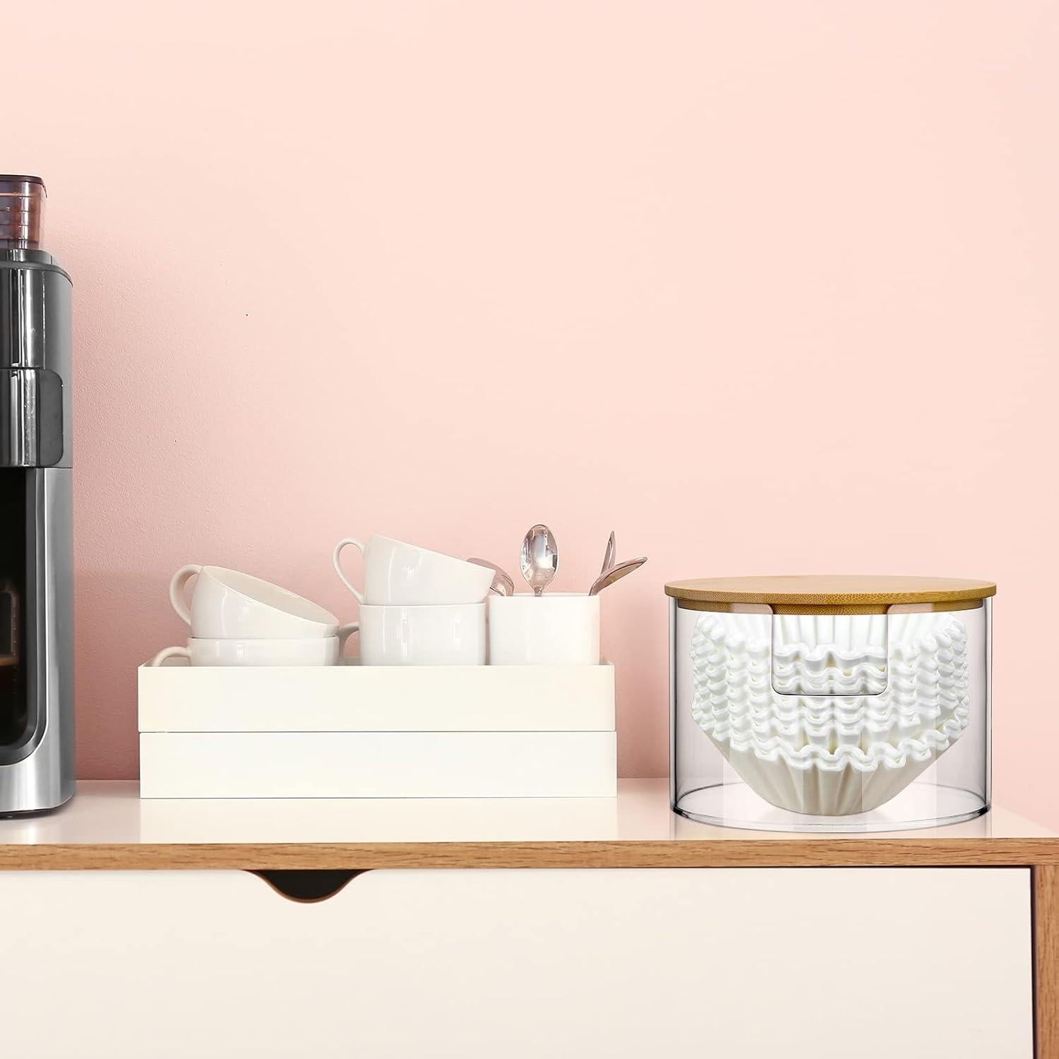 Soporte de Filtro de Café Qunclay Acrílico con Tapa de Bambú