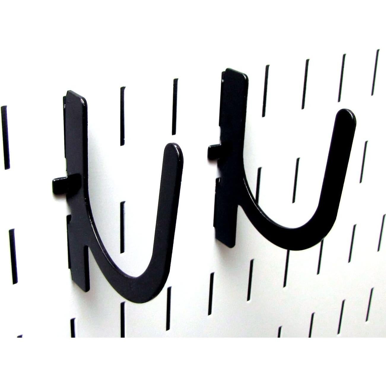 Gancho U Ranurado Wall Control 7.62 cm Negro - 2 Piezas